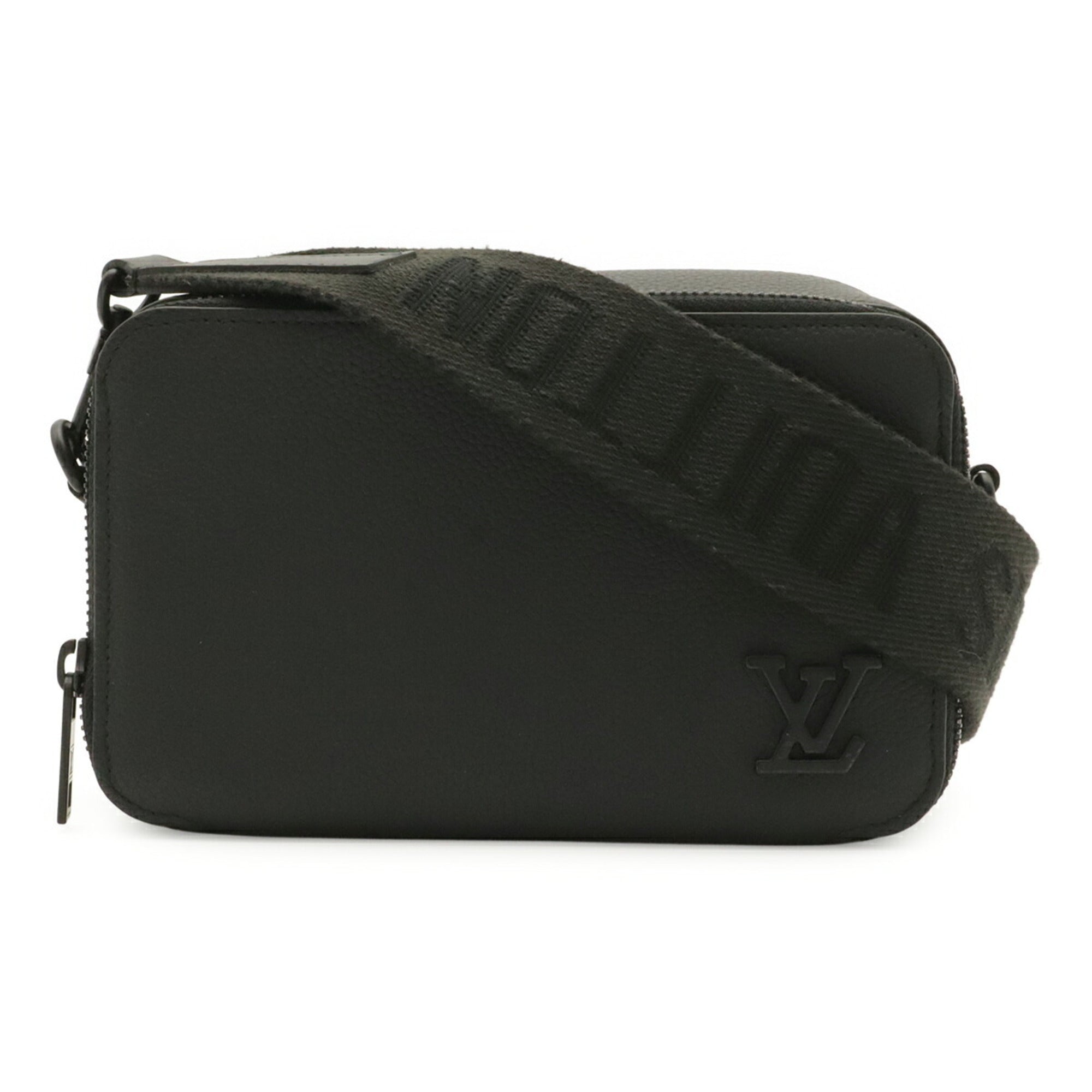 Louis Vuitton Noir Leather Clutch Bag Shoulder Bag (Pre-Owned)