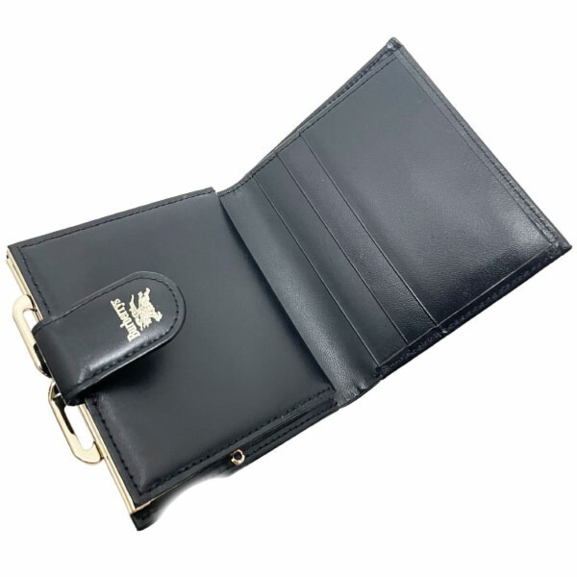 Burberry Beige Black Canvas Leather Wallet (Bi-Fold) (Pre-Owned)