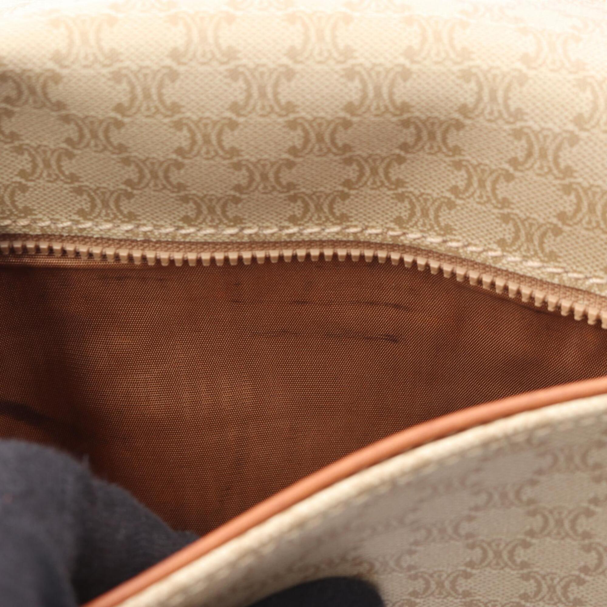 Celine Beige Brown Coated Canvas Leather Handbag Shoulder Bag (Pre-Owned)