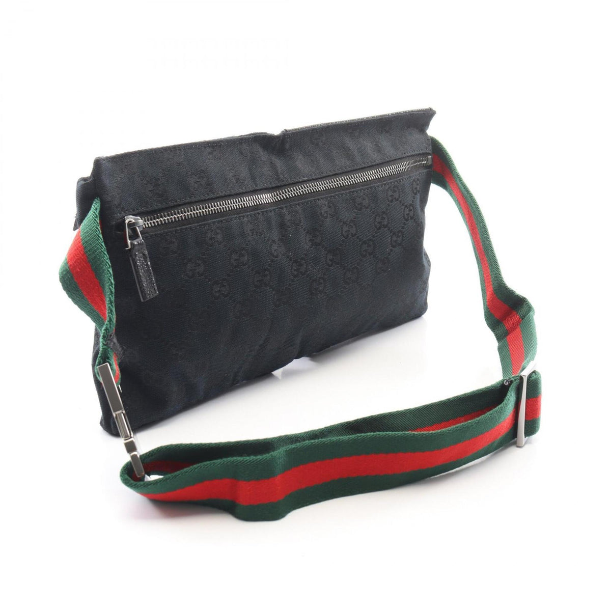 Gucci Black Canvas Leather Fanny Pack Handbag (Pre-Owned)