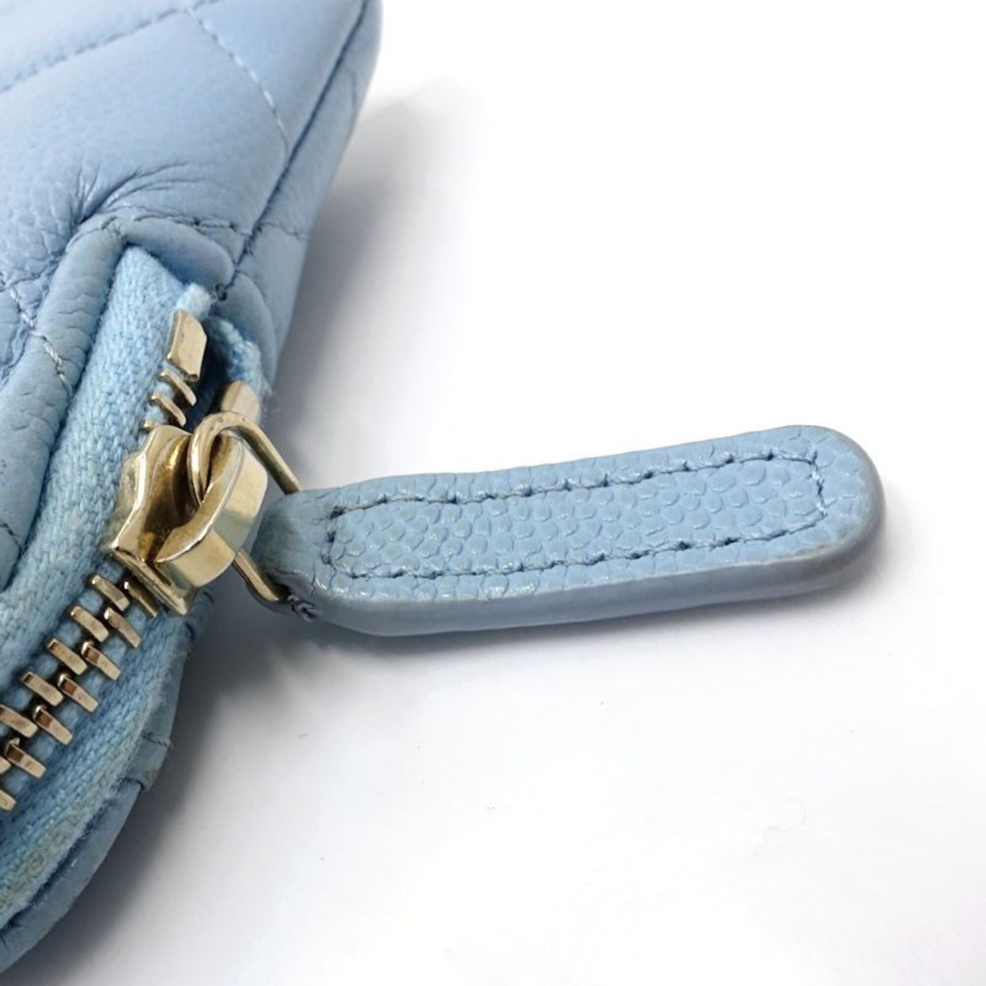 Chanel Light Blue Grained Calfskin Coin Purse/Coin Case (Pre-Owned)