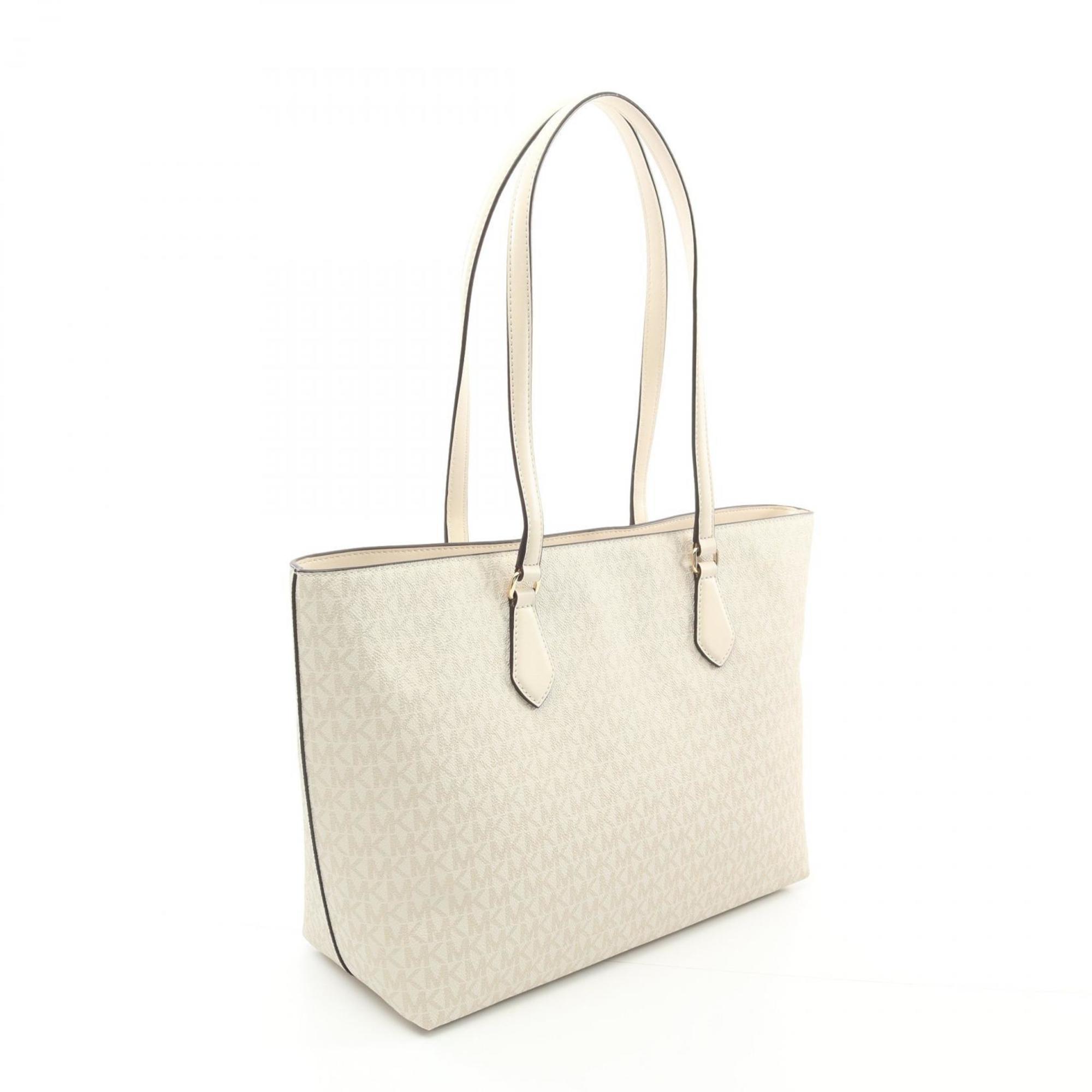 Michael Kors White Coated Canvas Leather Tote Bag (Pre-Owned)