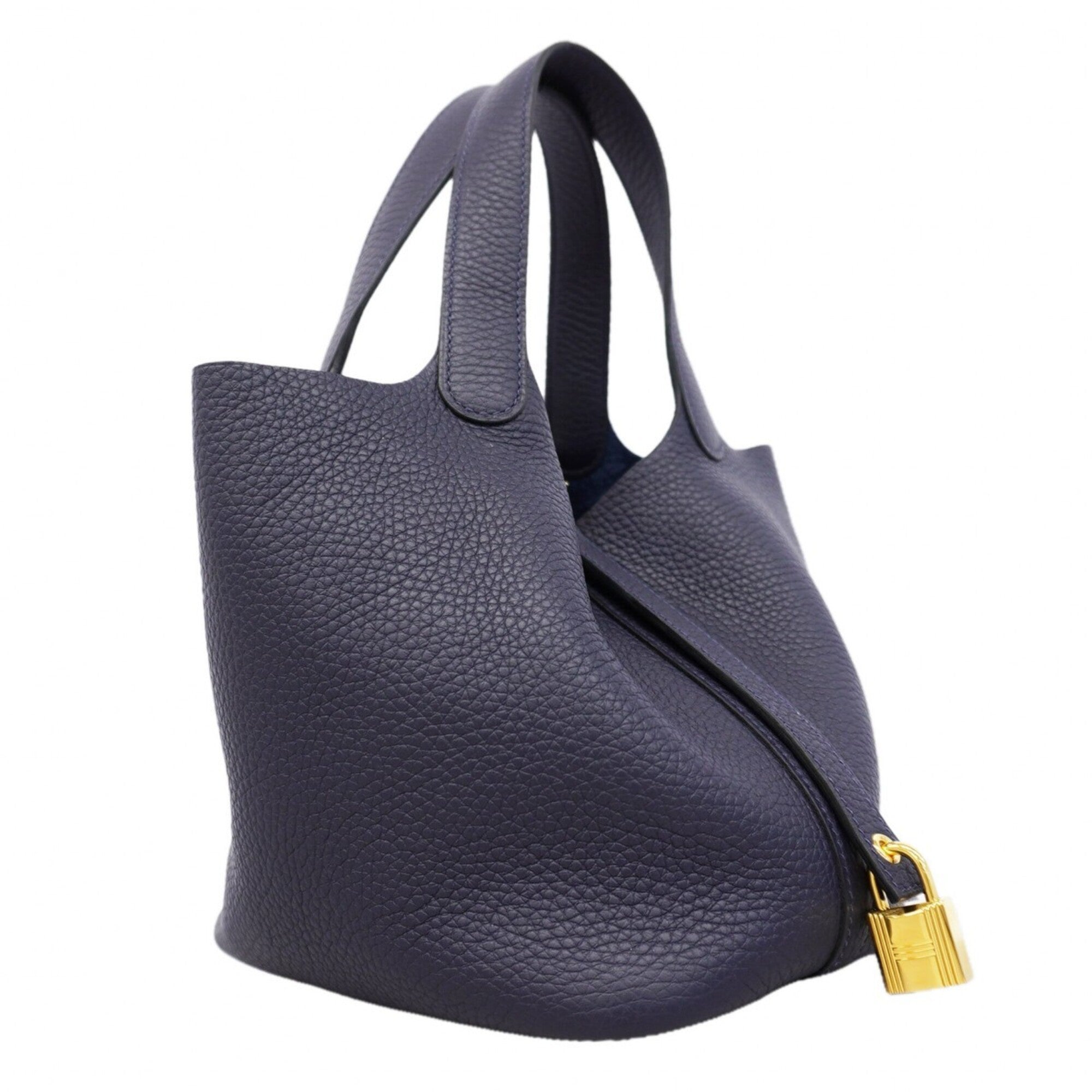 Hermes Blue Obscurs Taurillon Clemence Leather Handbag (Pre-Owned)