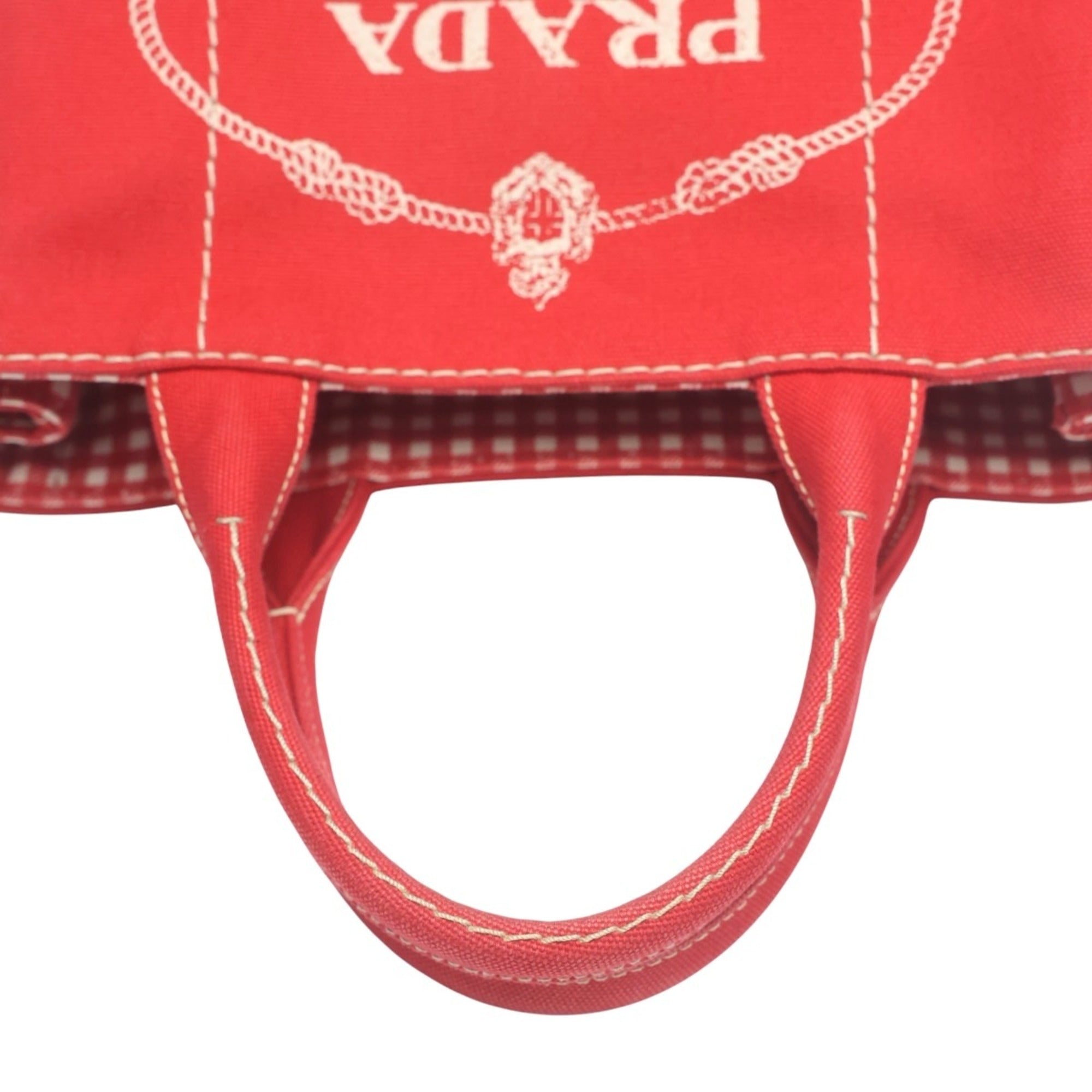 Prada Red Color Canvas Tote Bag (Pre-Owned)