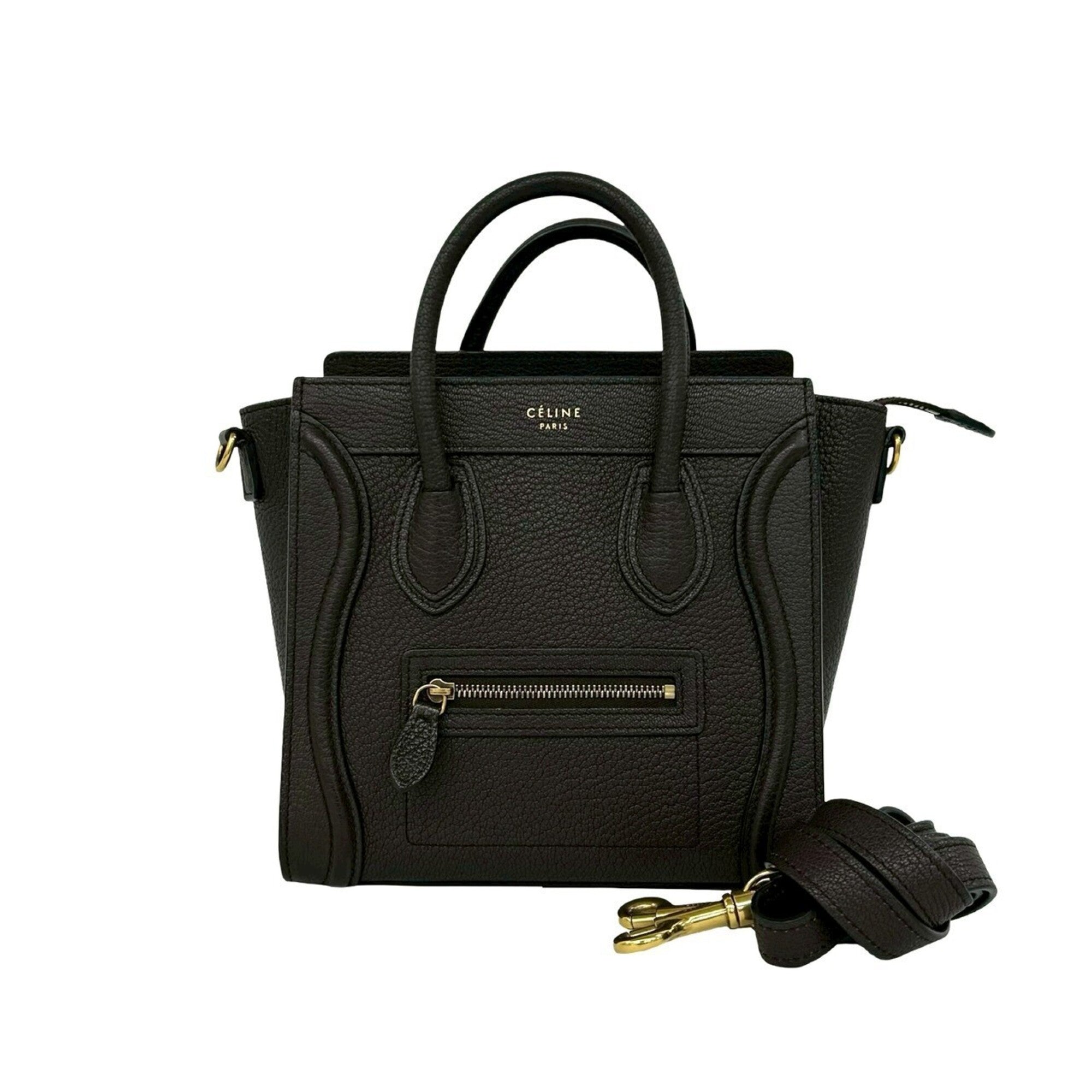 Celine Brown Leather Handbag Shoulder Bag Tote Bag (Pre-Owned)