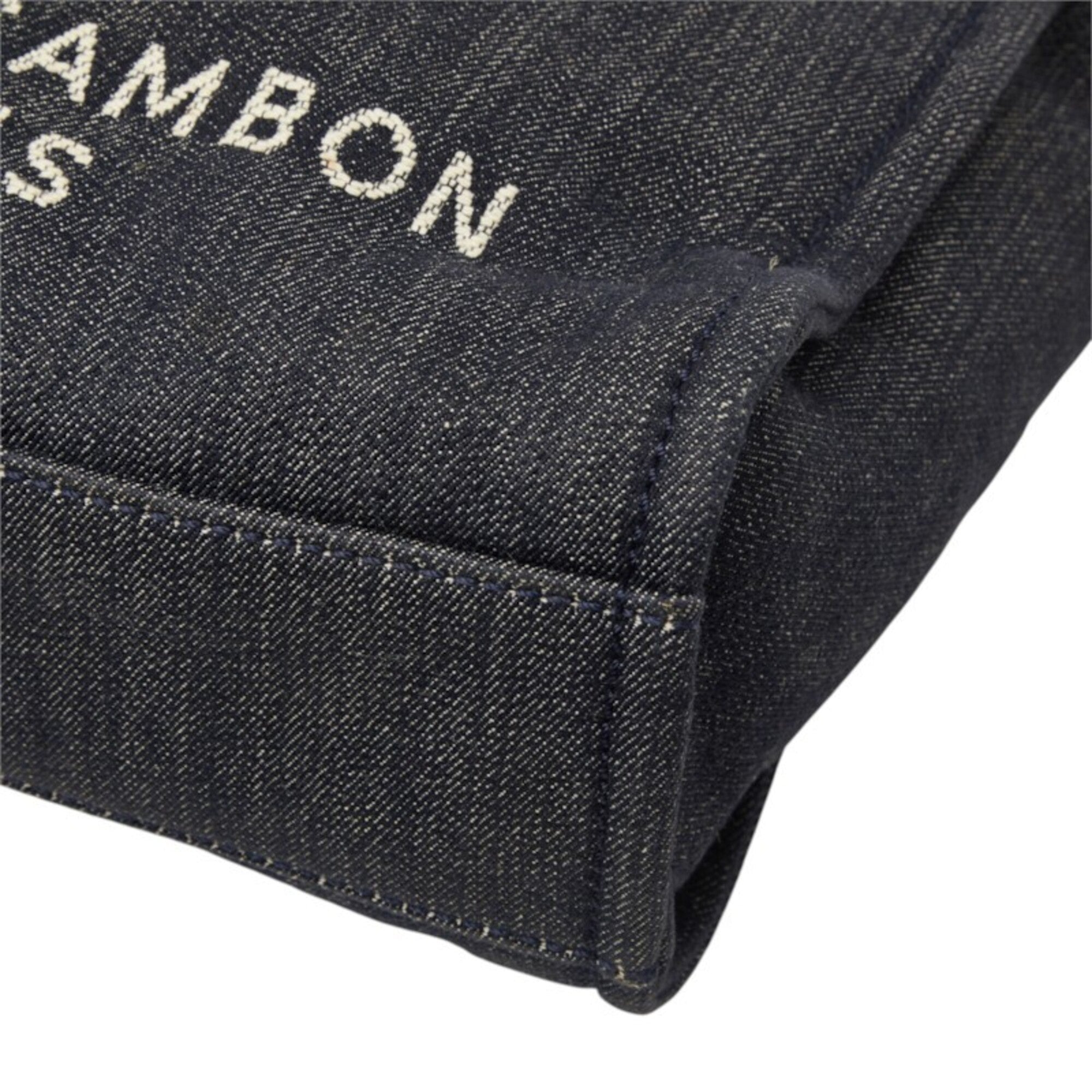 Chanel Navy Canvas Leather Shoulder Bag Tote Bag (Pre-Owned)