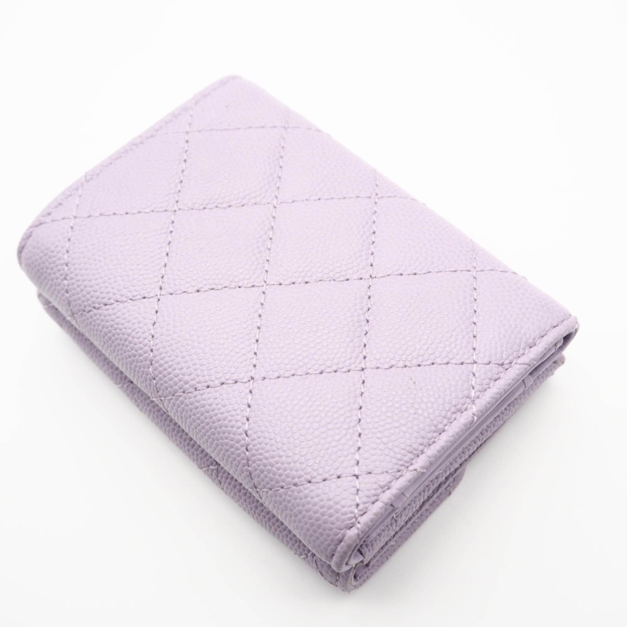 Christian Dior Purple White Leather Wallet (Tri-Fold) (Pre-Owned)