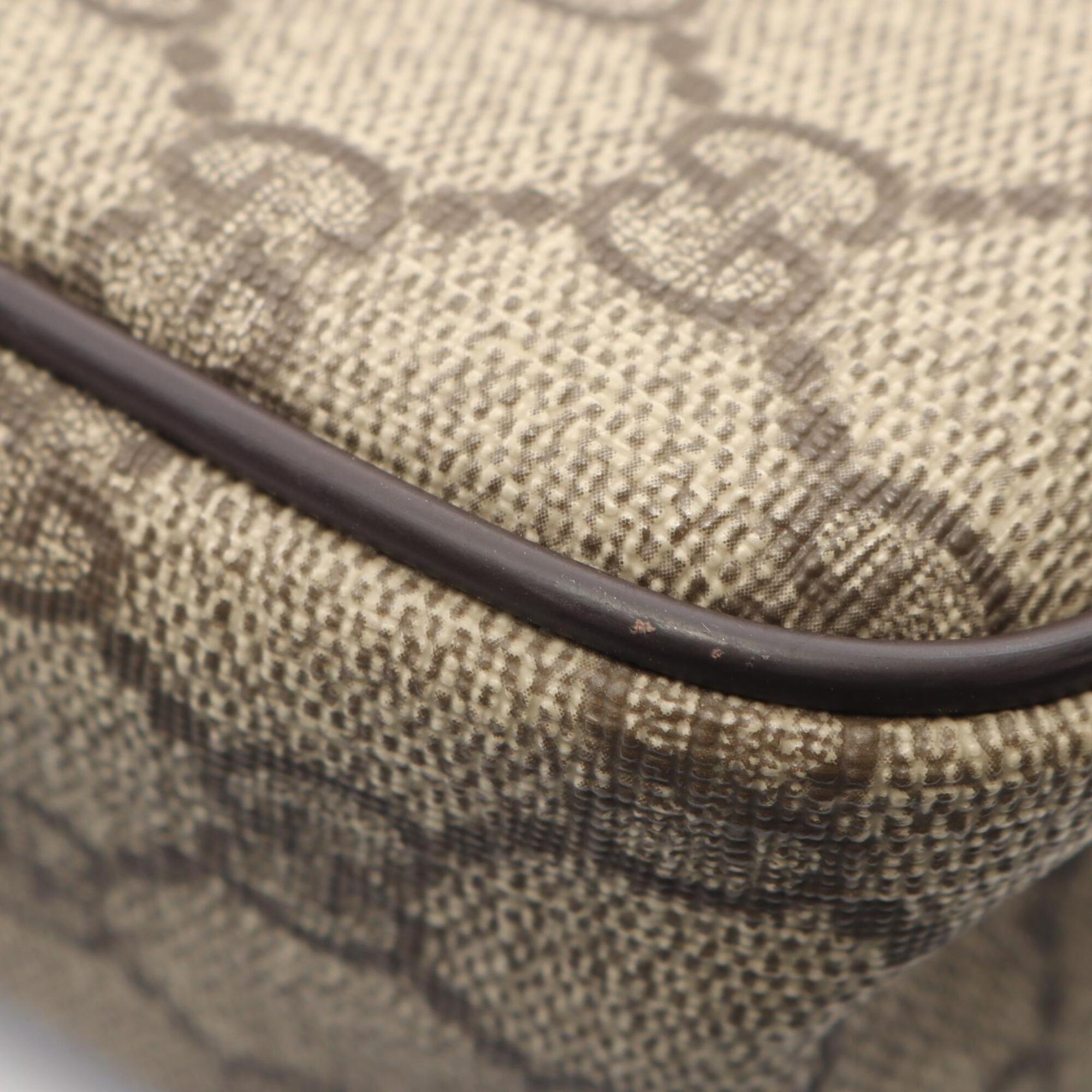 Gucci Beige Brown Gg Supreme Leather Shoulder Bag (Pre-Owned)