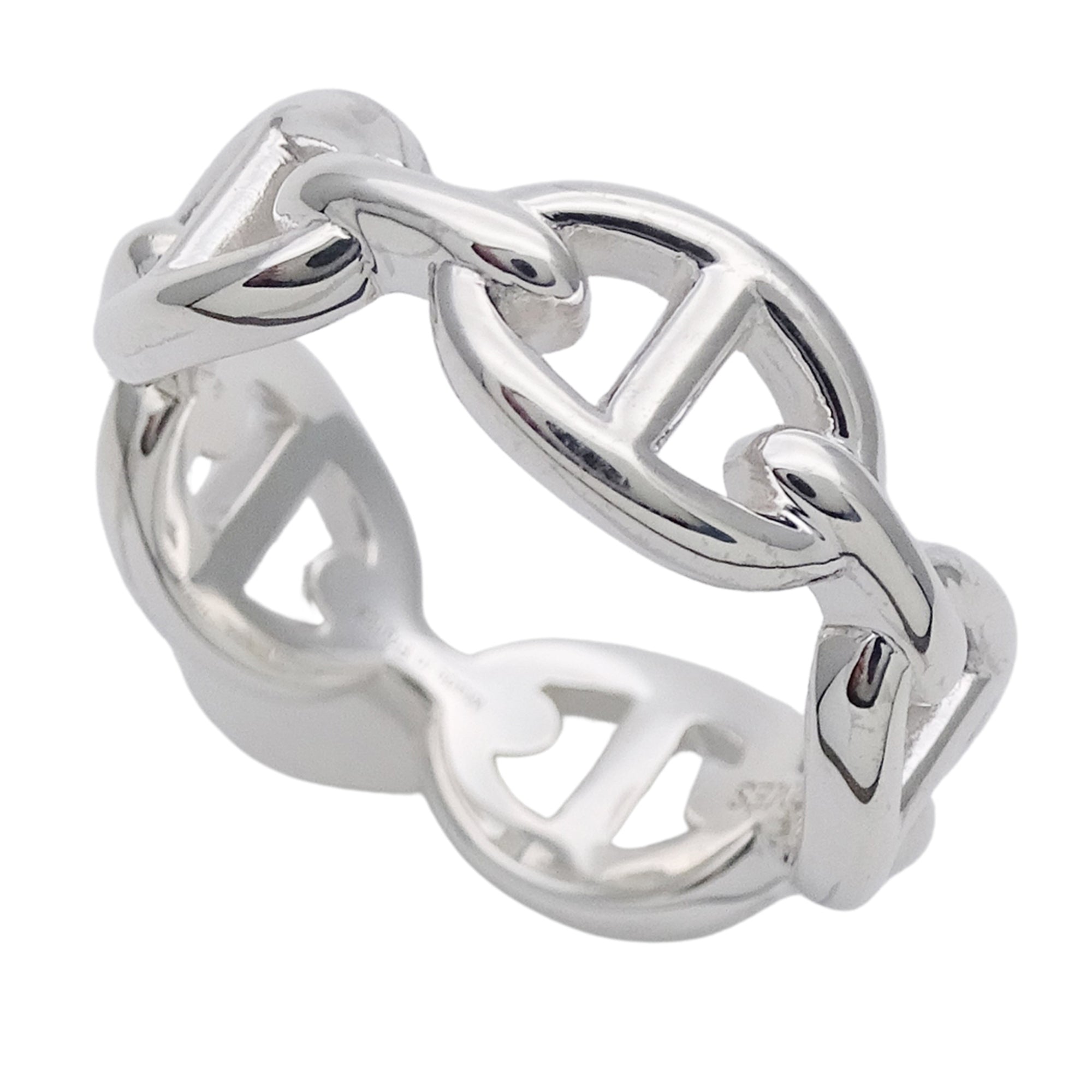 Hermes Silver Silver 925 Band Ring (Pre-Owned)