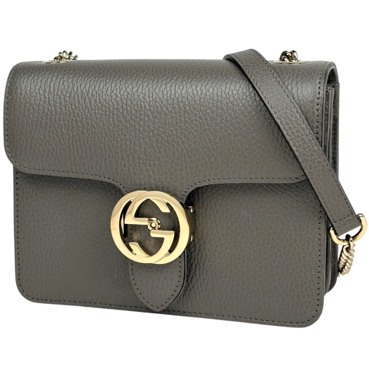 Gucci Gray Leather Shoulder Bag (Pre-Owned)