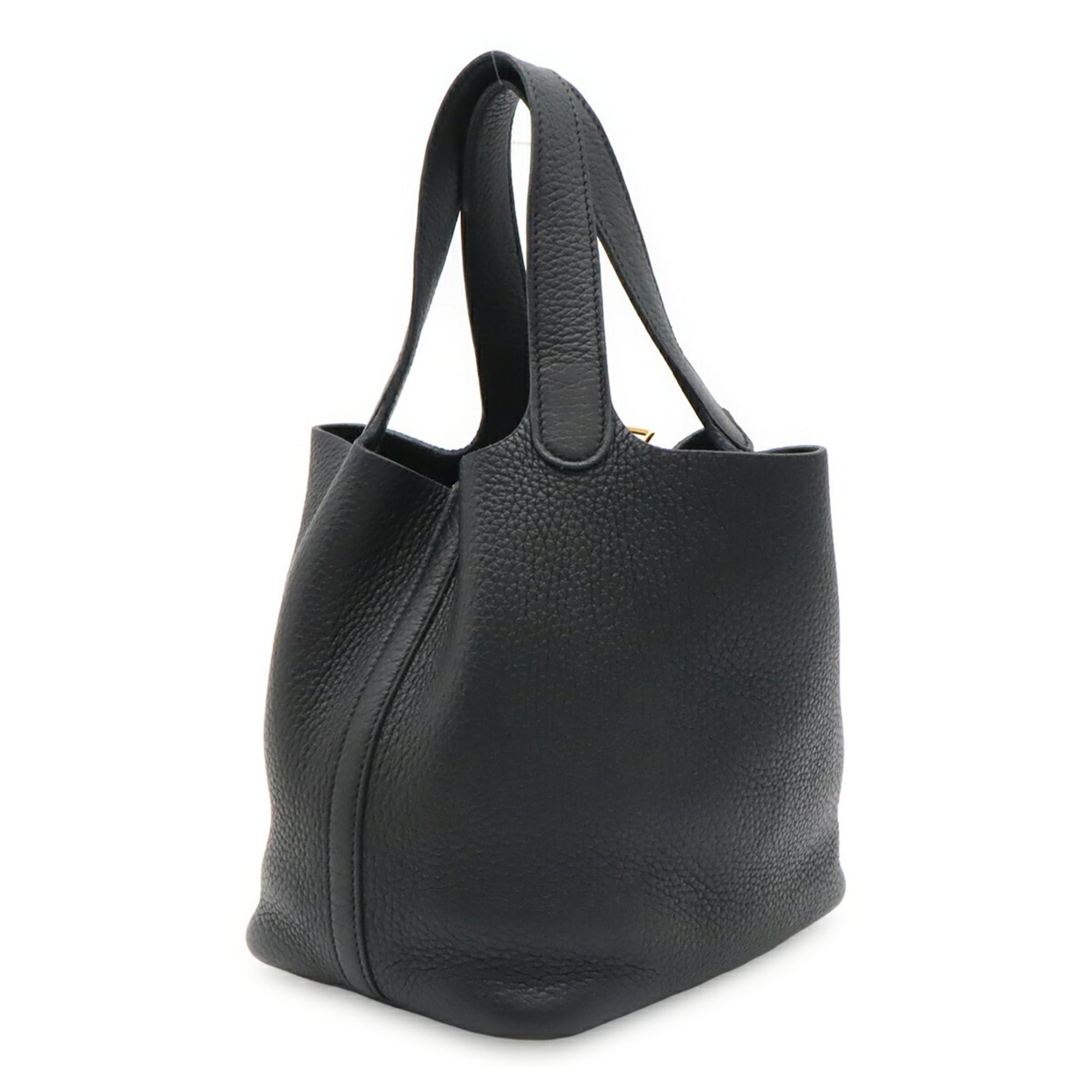 Hermes Picotin Black Taurillon Clemence Leather Handbag Tote Bag (Pre-Owned)