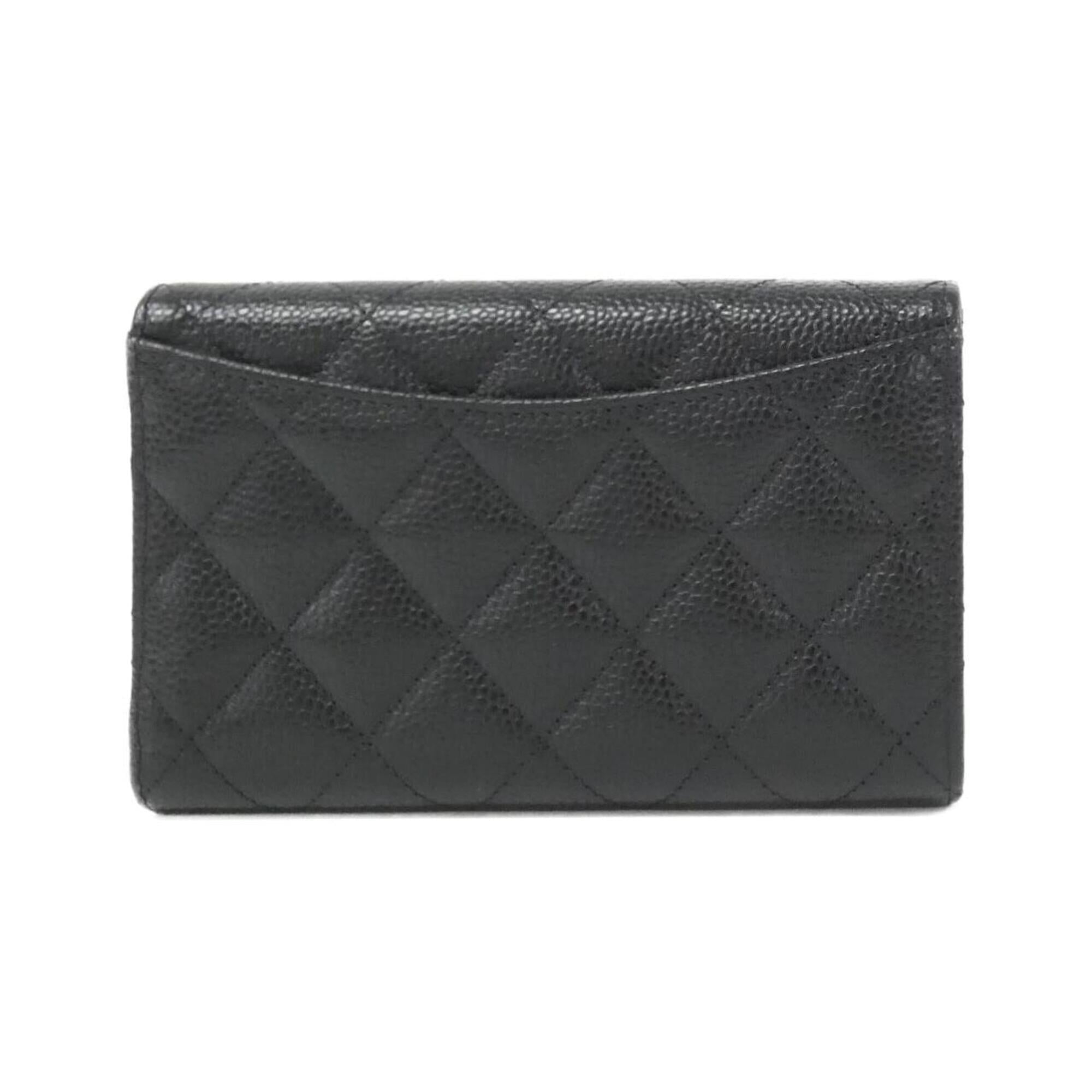 Chanel Black Bordeaux Grained Calfskin Wallet (Tri-Fold) (Pre-Owned)