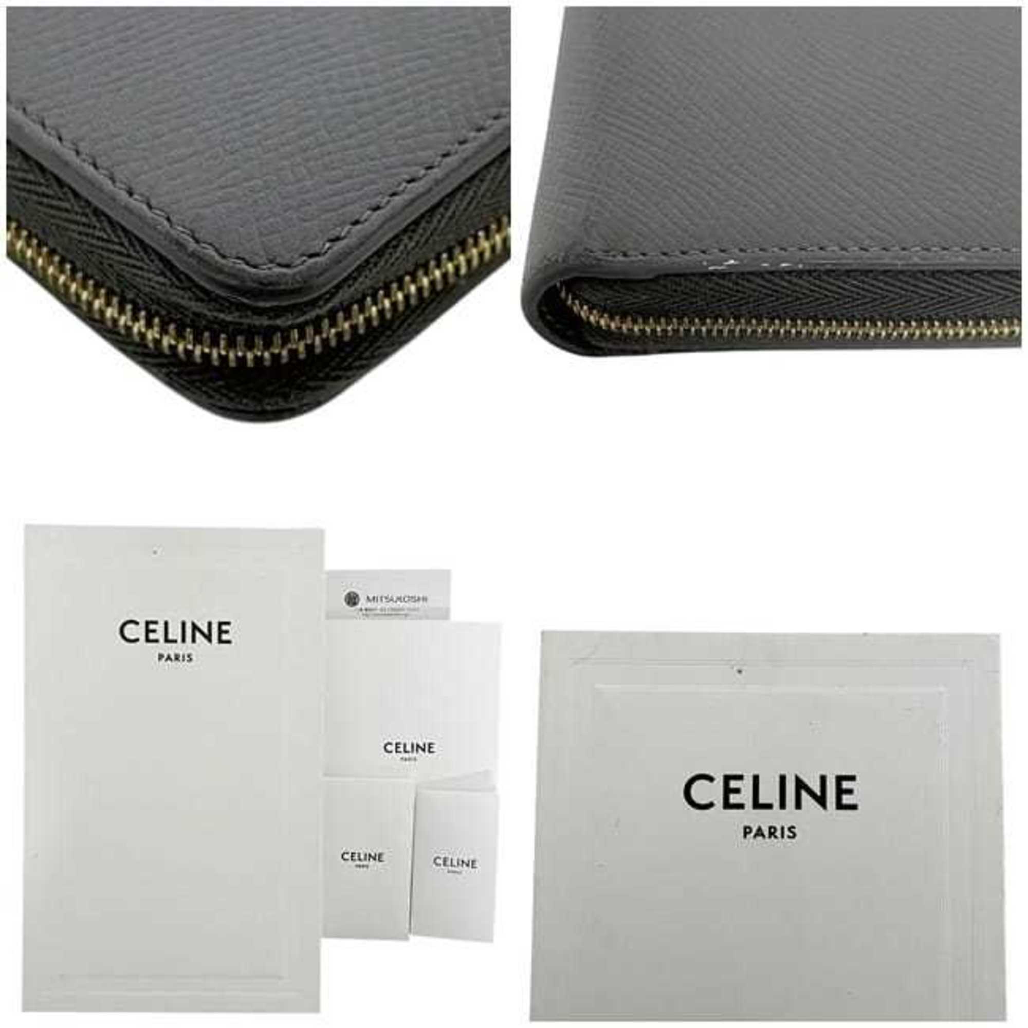 Celine Gray Leather Long Wallet (Bi-Fold) (Pre-Owned)