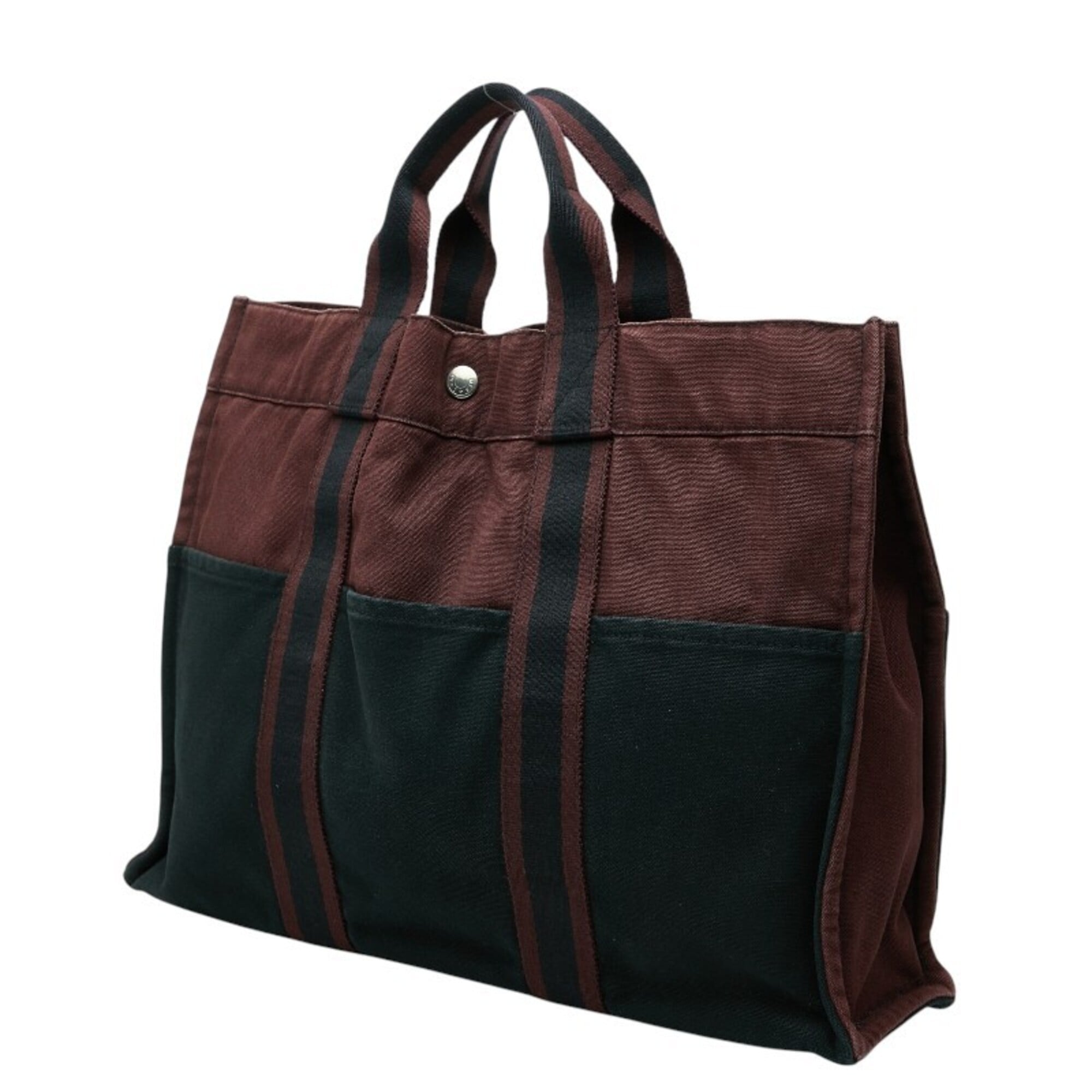Hermes Black Canvas Handbag Tote Bag (Pre-Owned)