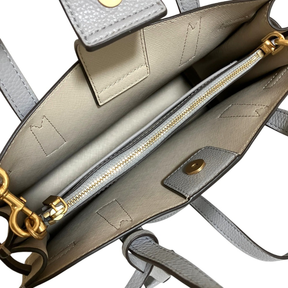 Tory Burch Light Gray Leather Handbag Shoulder Bag (Pre-Owned)