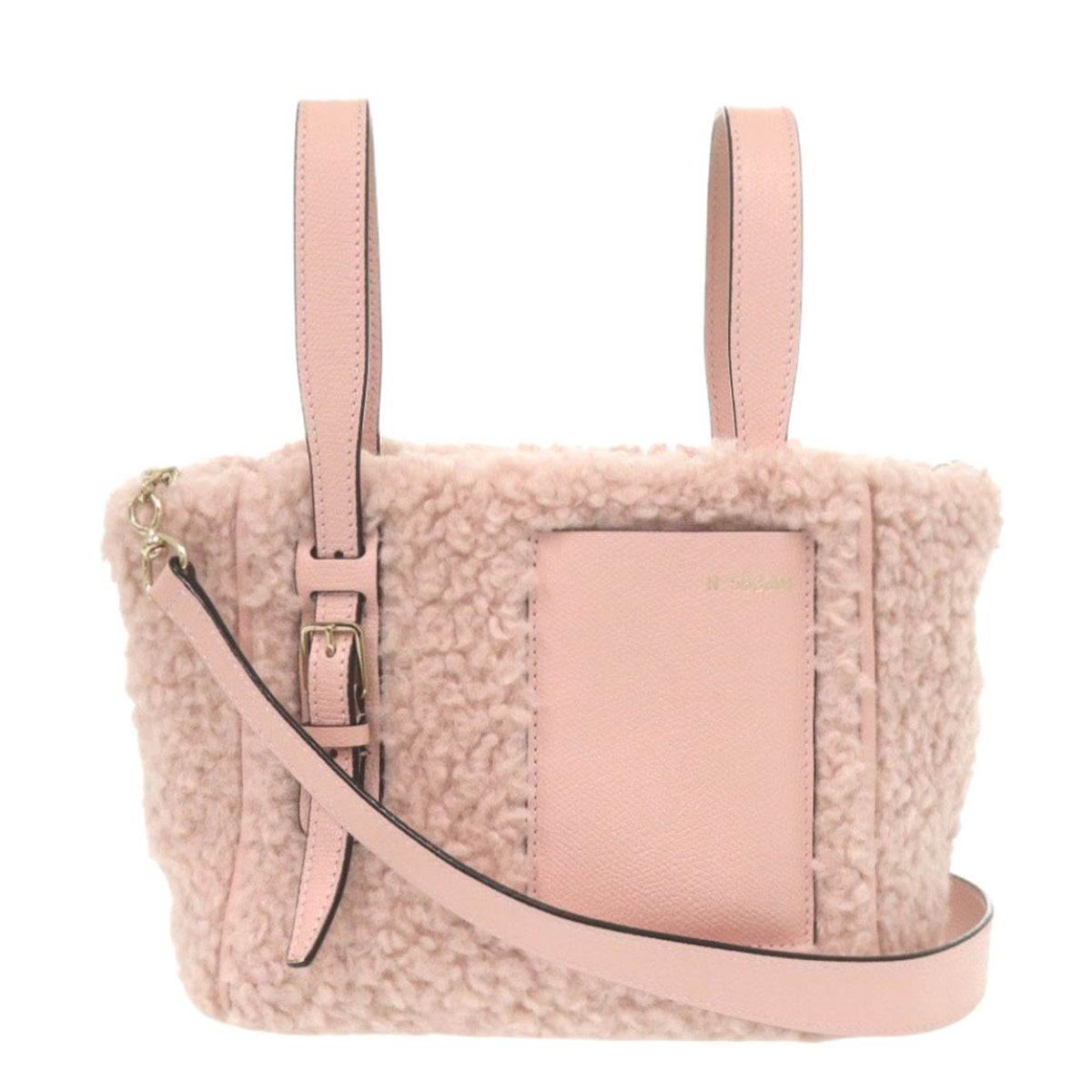Valextra Pink Leather Wool Handbag (Pre-Owned)