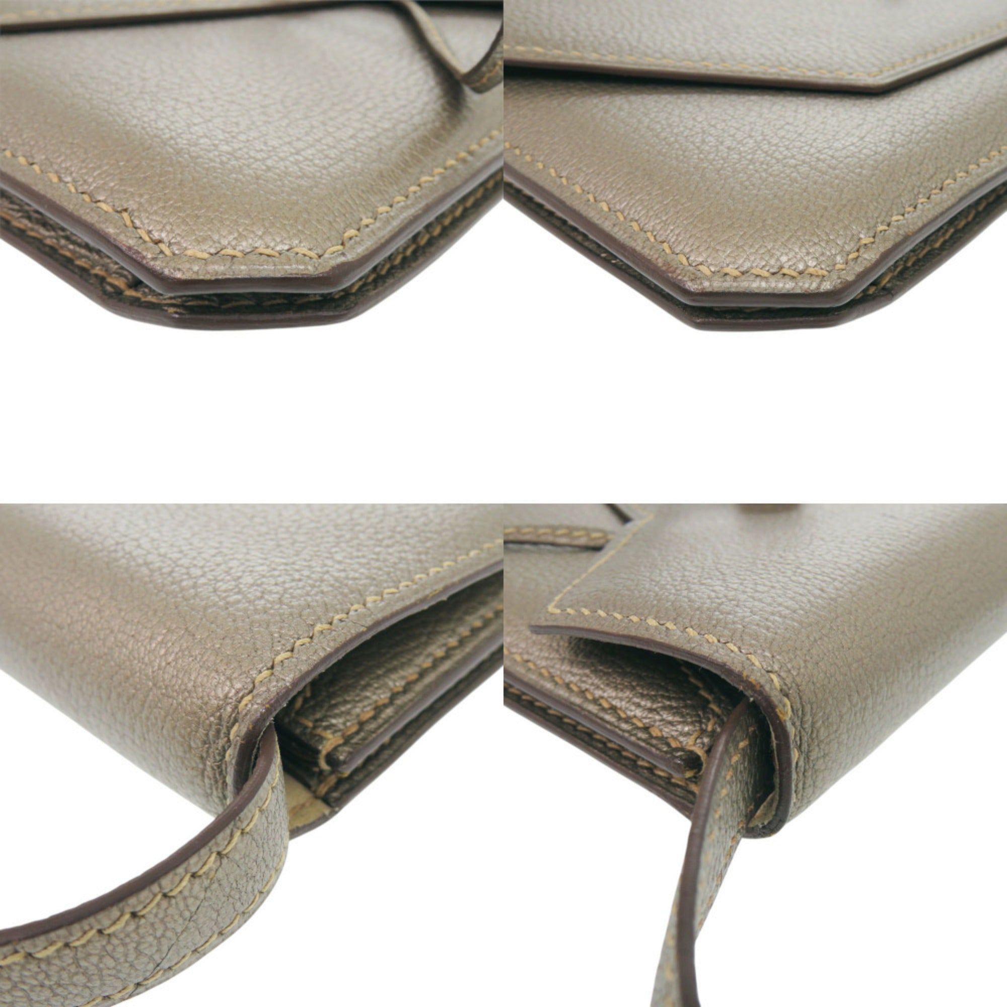 Hermes Brown Chevre Leather Shoulder Bag (Pre-Owned)