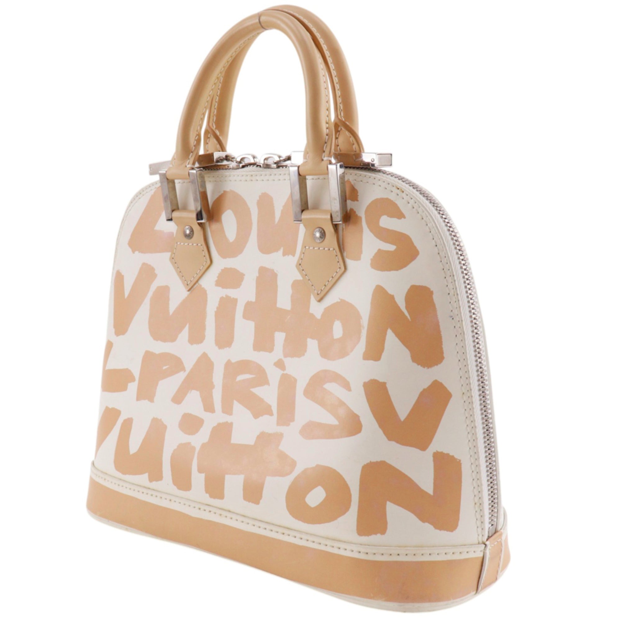 Louis Vuitton Beige White Leather Handbag (Pre-Owned)
