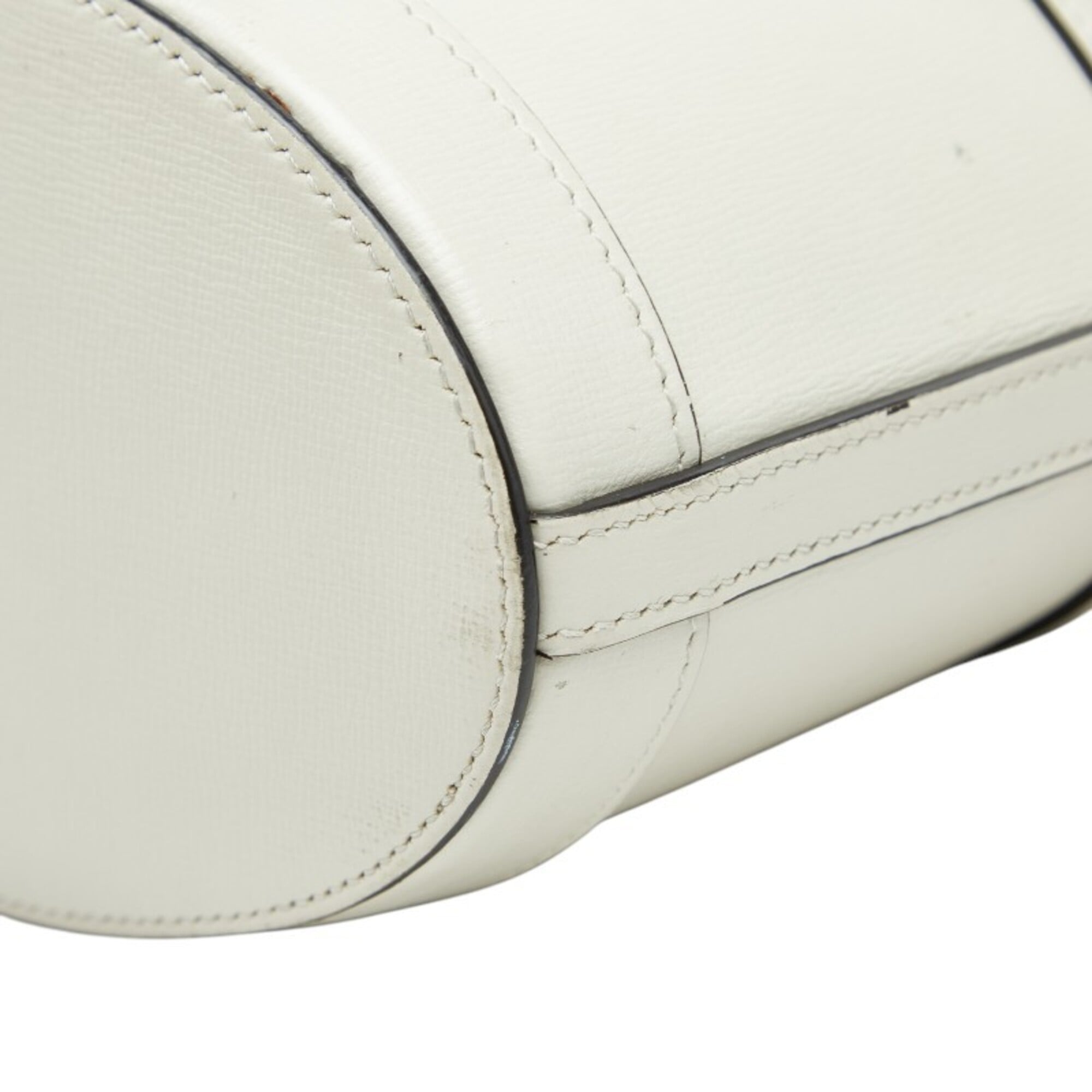 Gucci Beige White Canvas Leather Shoulder Bag (Pre-Owned)