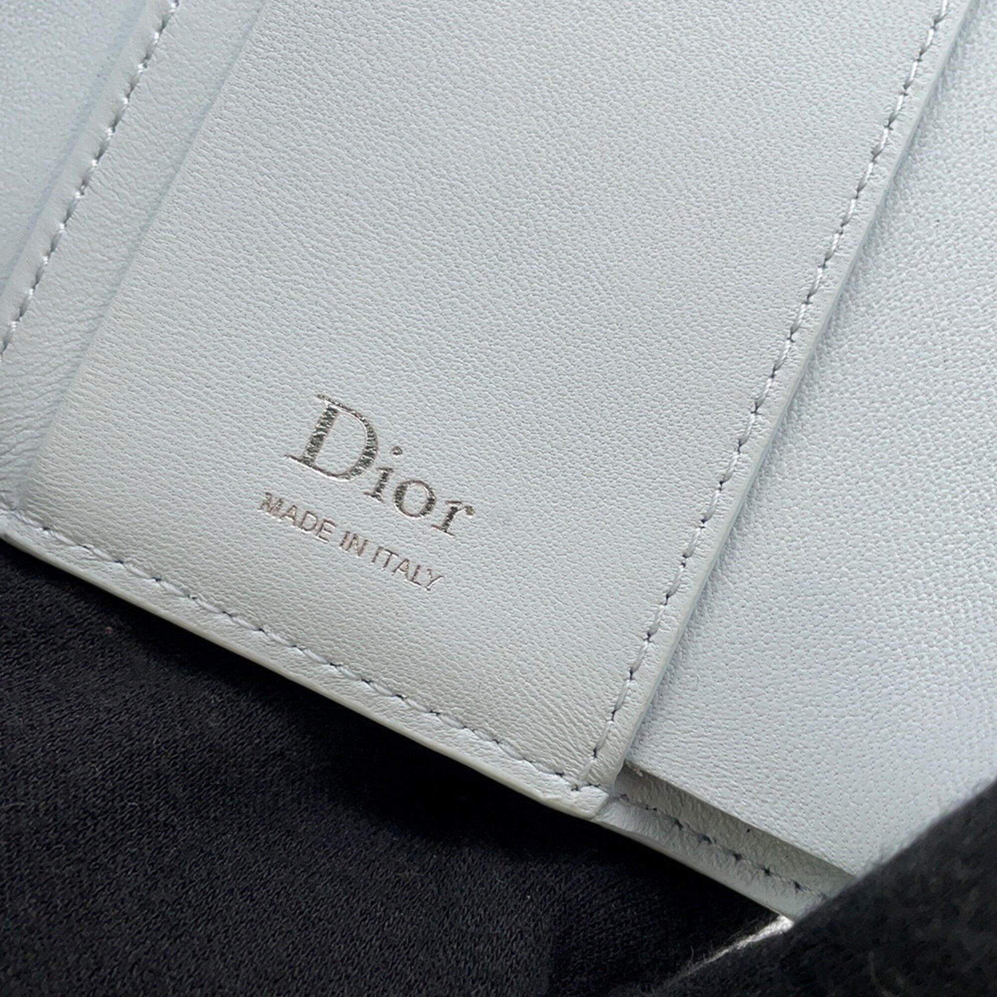 Christian Dior Light Blue Leather Wallet (Tri-Fold) (Pre-Owned)