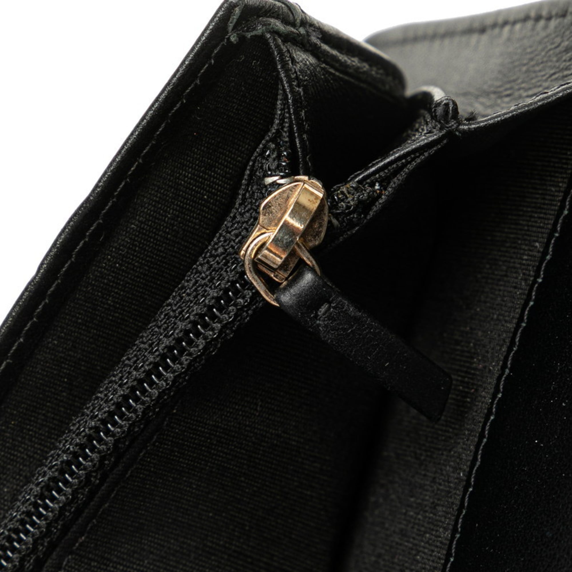 Chanel Boy Chanel Black Grained Calfskin Long Wallet (Bi-Fold) (Pre-Owned)