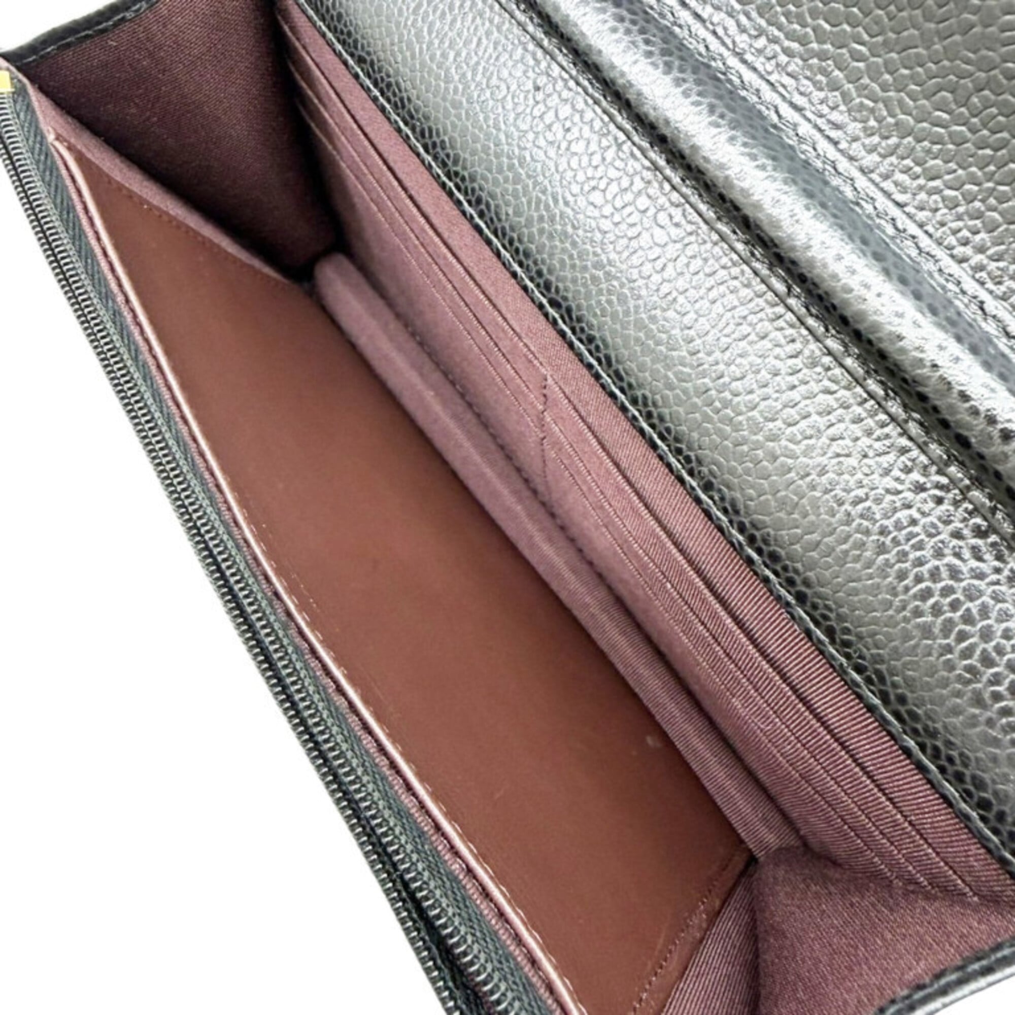 Chanel Black Grained Calfskin Chain/Shoulder Wallet (Pre-Owned)