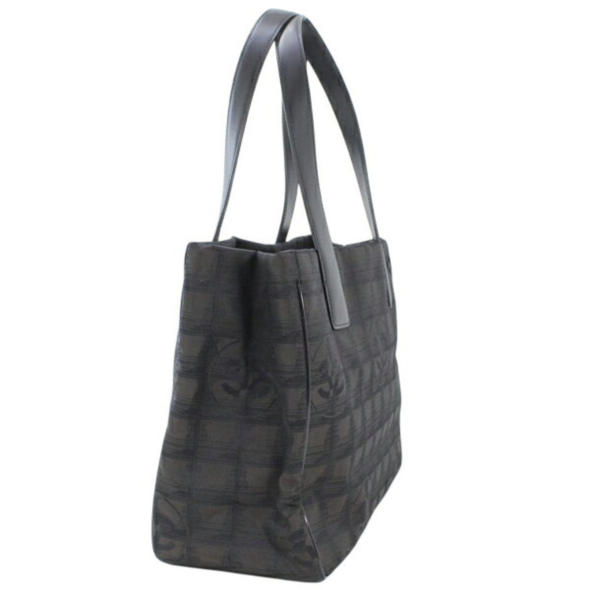 Chanel New Travel Line Dark Brown Nylon Leather Handbag Tote Bag (Pre-Owned)