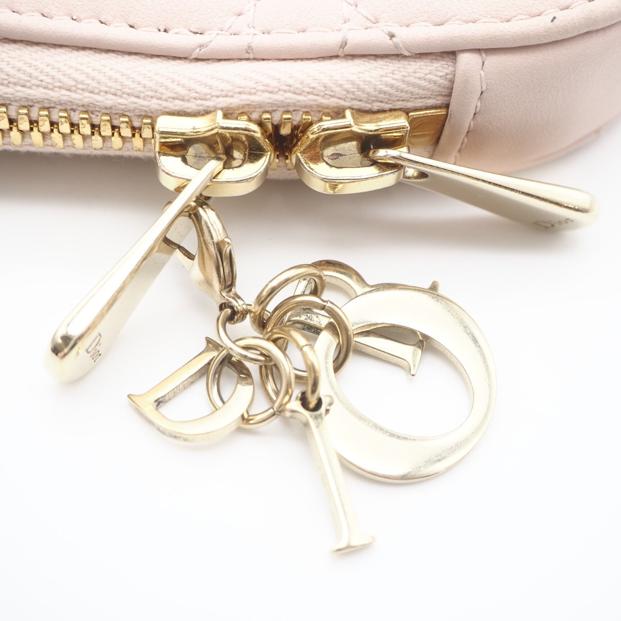 Christian Dior Lady Dior Pink Beige Leather Shoulder Bag (Pre-Owned)