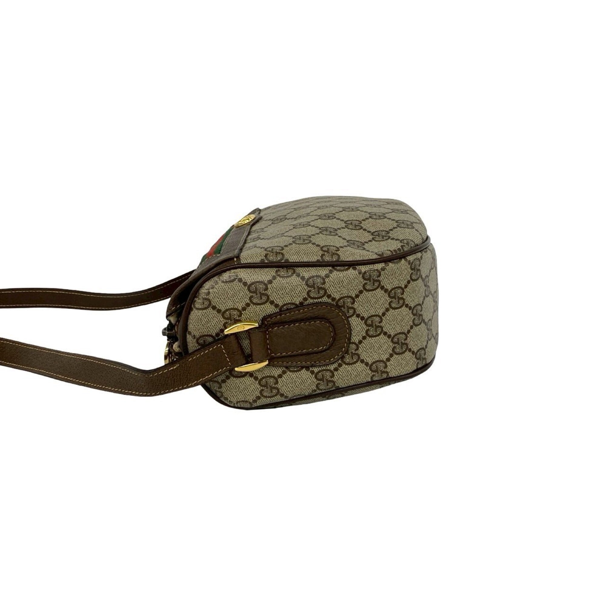 Gucci Brown Green Red Color Leather Pvc Shoulder Bag (Pre-Owned)