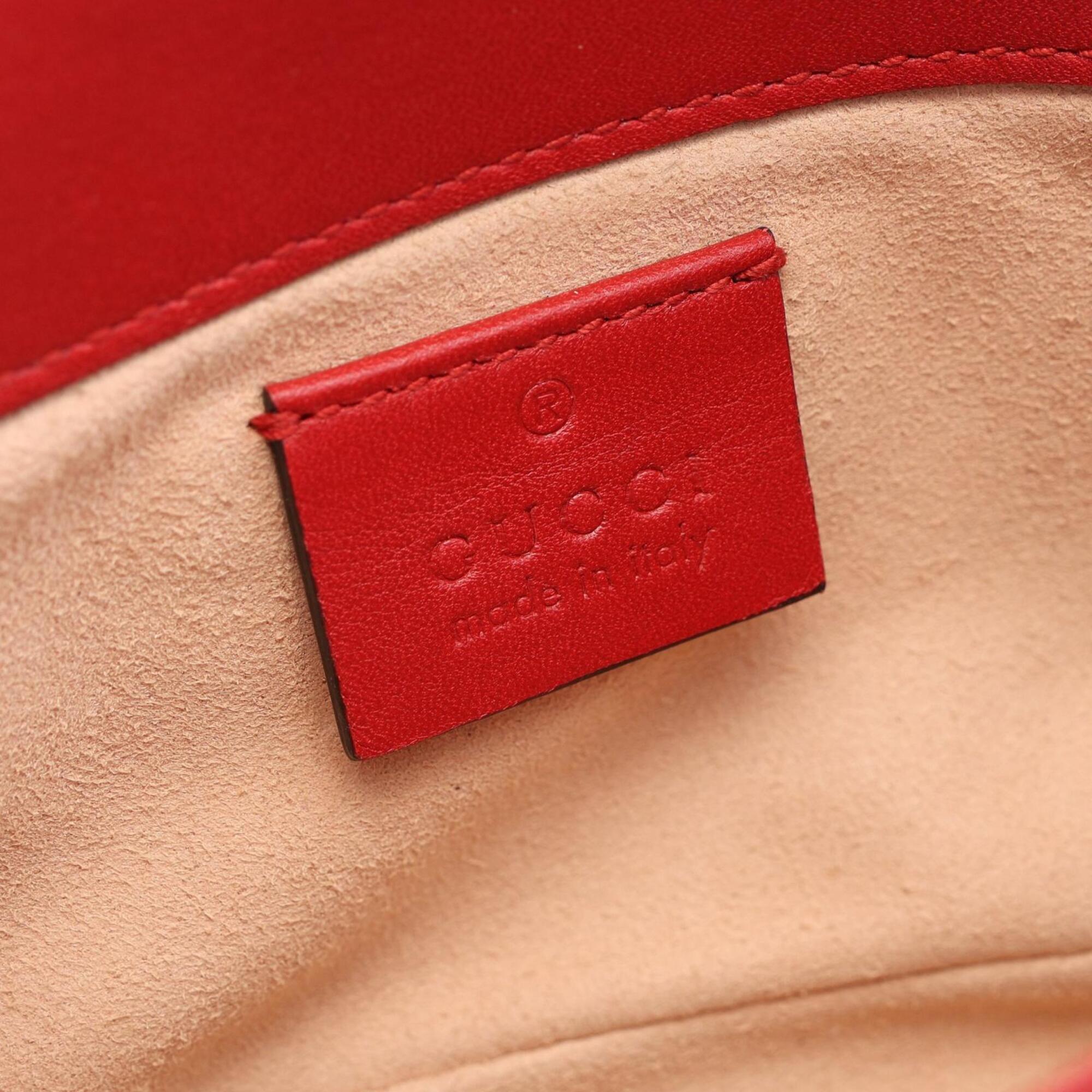 Gucci Red Color Leather Handbag Shoulder Bag (Pre-Owned)