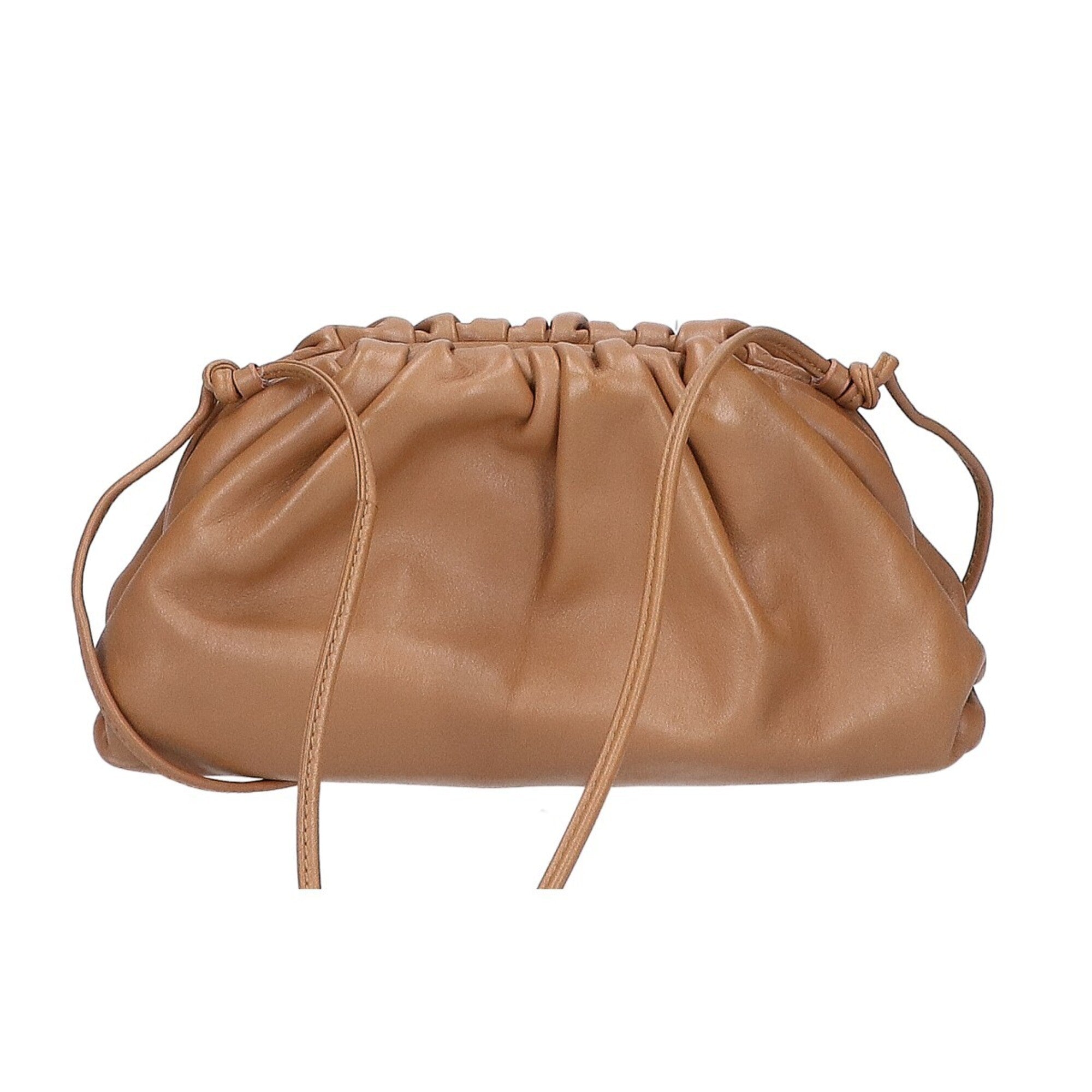 Bottega Veneta Dark Beige Leather Pouch Shoulder Bag (Pre-Owned)