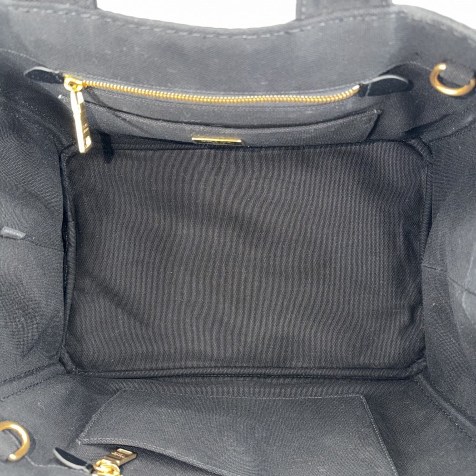 Prada Black Canvas Handbag Shoulder Bag Tote Bag (Pre-Owned)