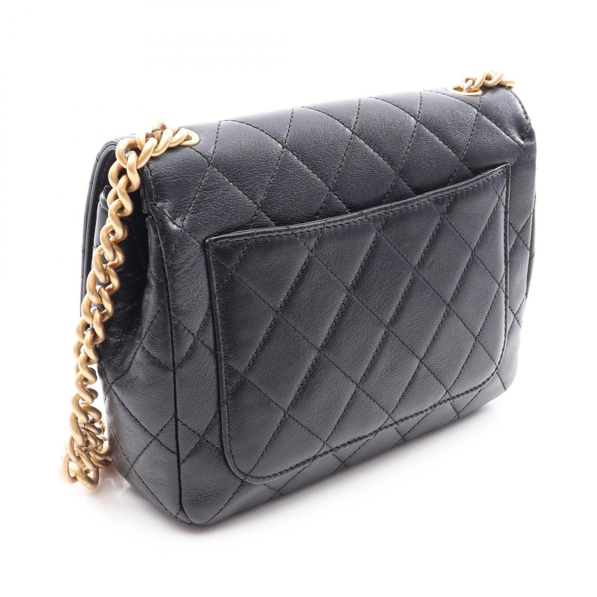 Chanel Black Leather Handbag Shoulder Bag (Pre-Owned)