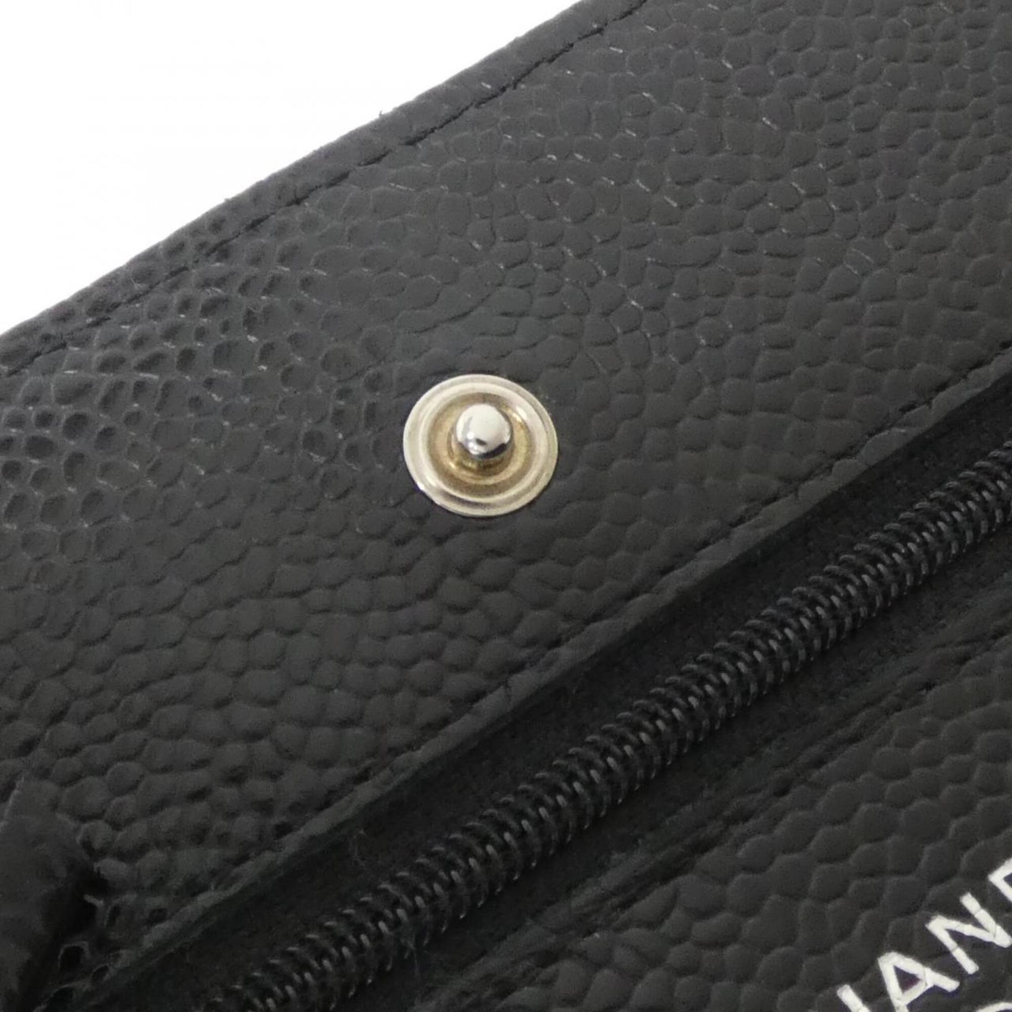 Chanel Black Bordeaux Grained Calfskin Chain/Shoulder Wallet (Pre-Owned)