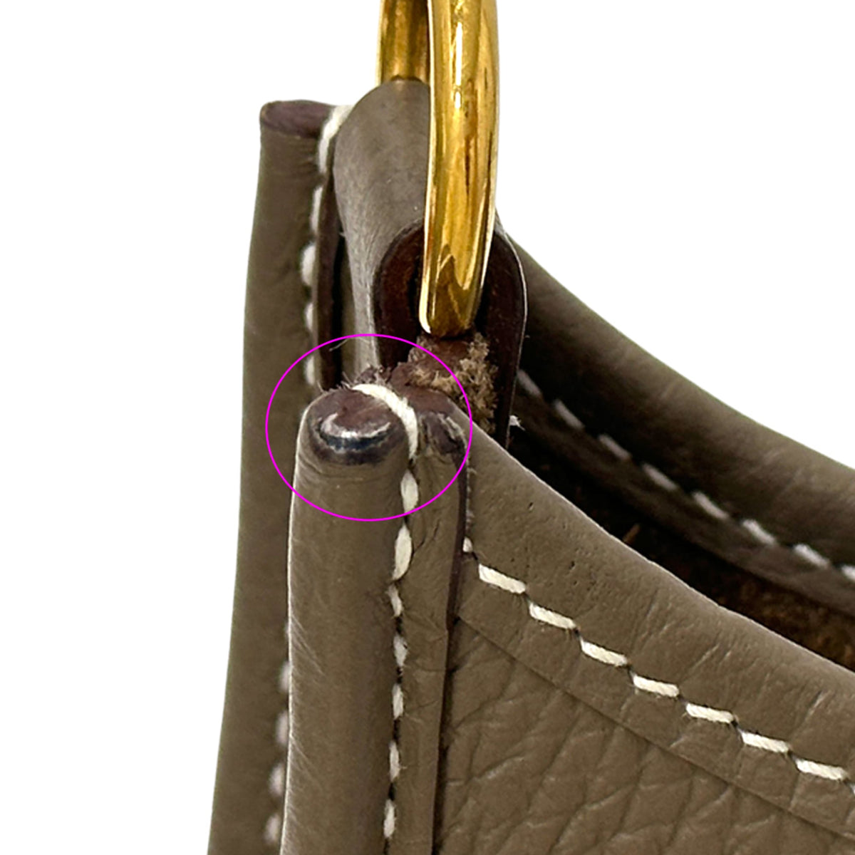 Hermes Etoupe Gray Gray Navy Taurillon Clemence Leather Handbag Shoulder Bag (Pre-Owned)