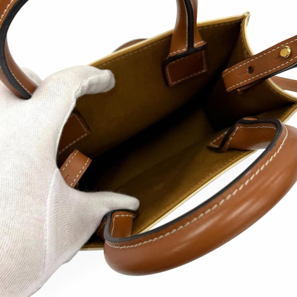 Celine Brown Ivory Coated Canvas Leather Shoulder Bag (Pre-Owned)