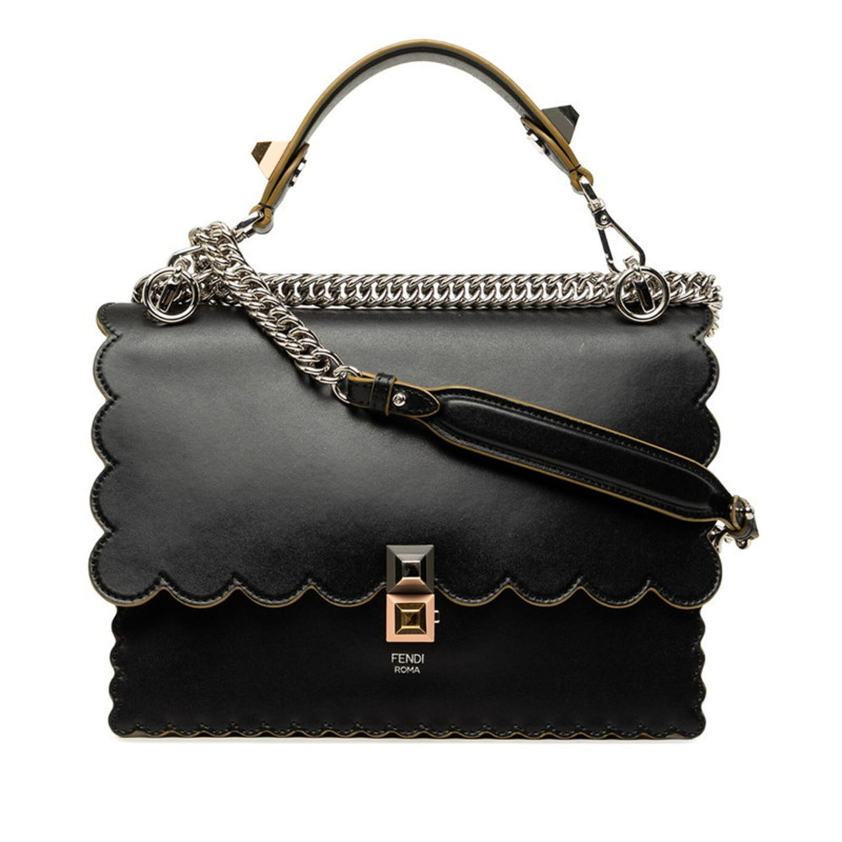 Fendi Black Leather Handbag Shoulder Bag (Pre-Owned)