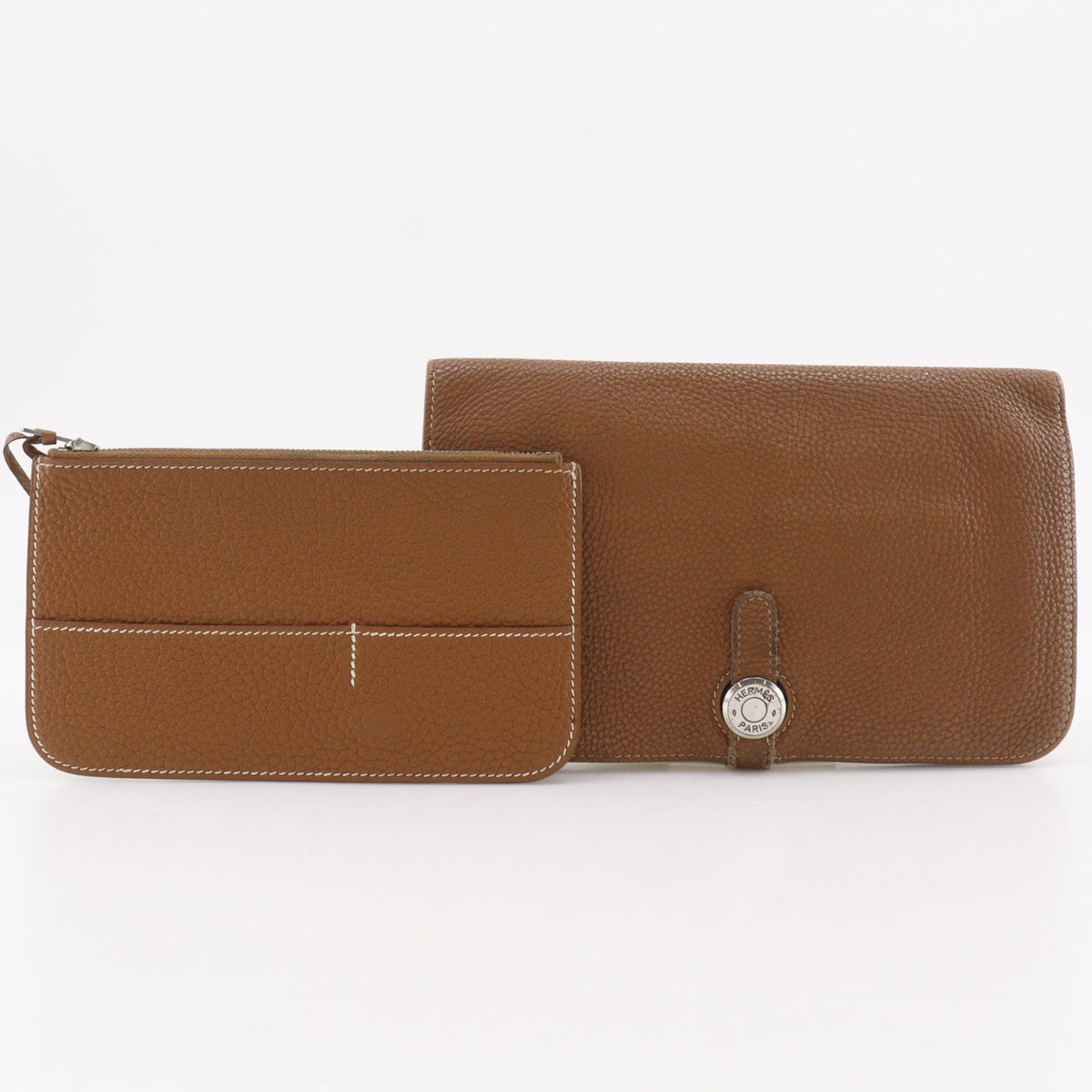 Hermes Brown Taurillon Clemence Leather Long Wallet (Bi-Fold) (Pre-Owned)