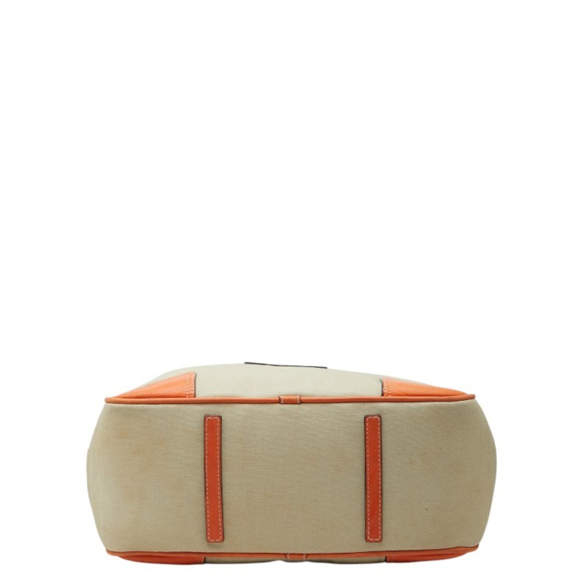 Loewe Beige Orange Canvas Leather Shoulder Bag Tote Bag (Pre-Owned)