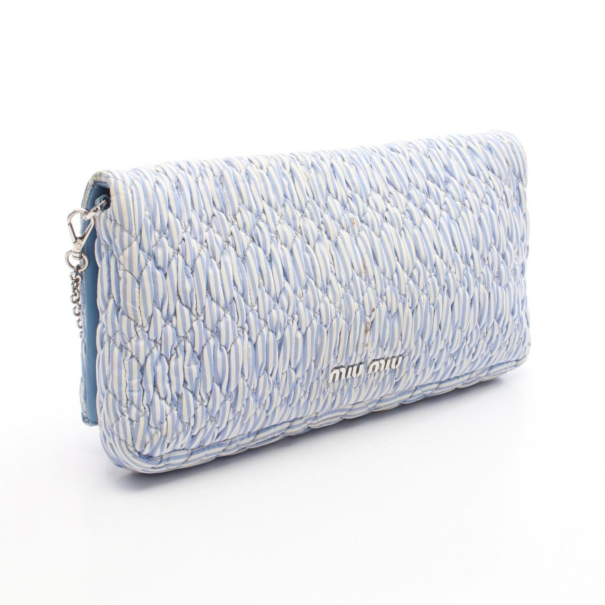 Miu Miu Matelasse Blue Fabric Shoulder Bag (Pre-Owned)