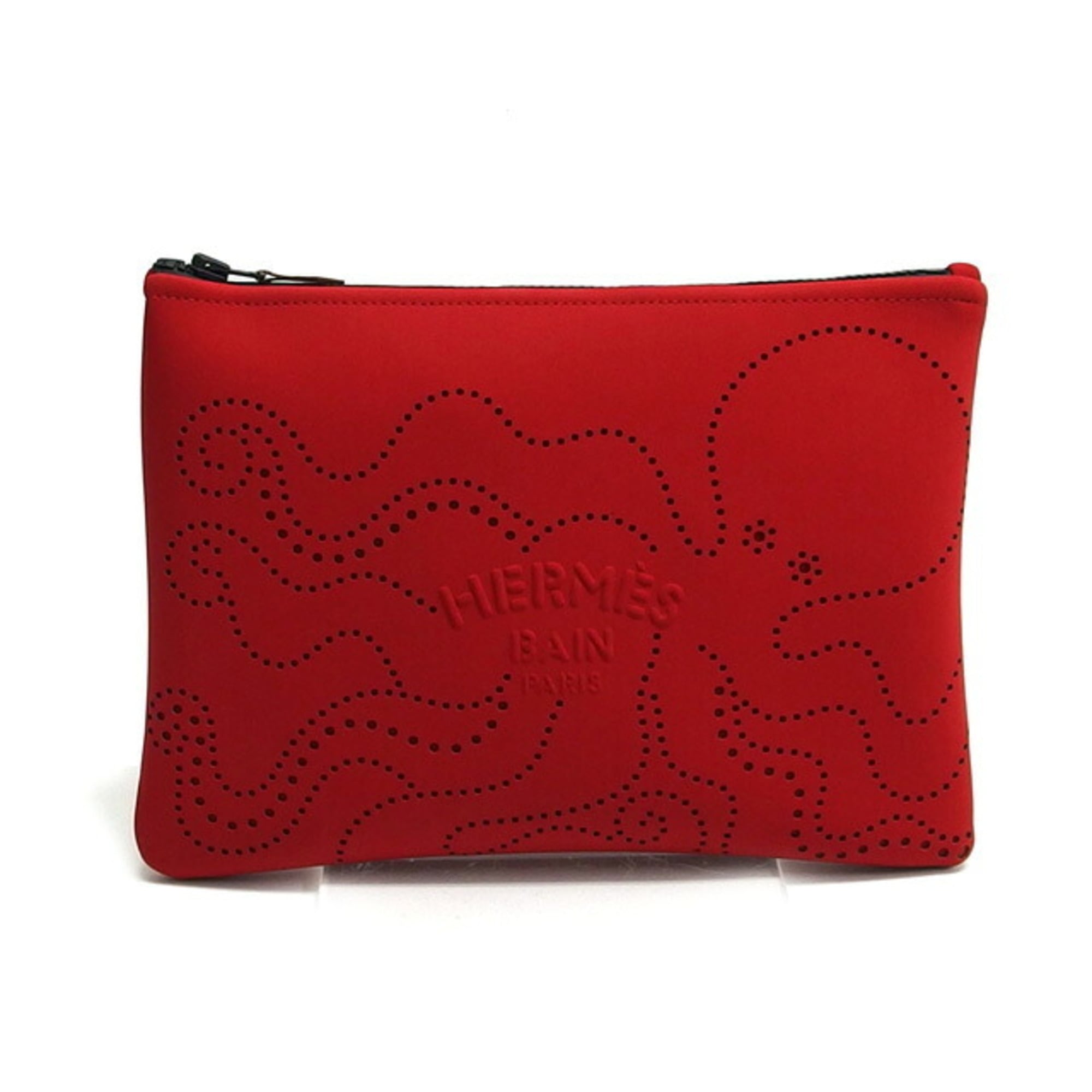 Hermes Red Color Polyamide 80% Pouch (Pre-Owned)