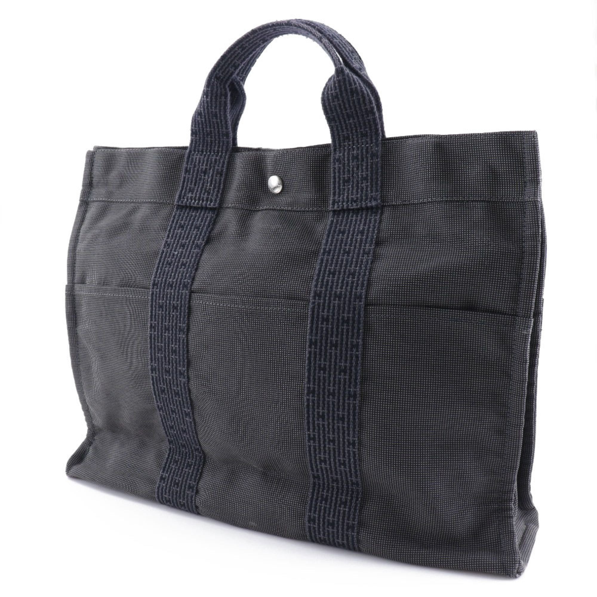 Hermes Gray Nylon Canvas Handbag (Pre-Owned)