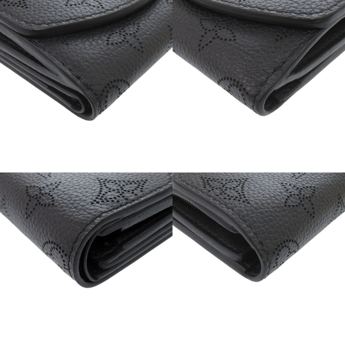 Louis Vuitton Black Noir Mahina Leather Wallet (Tri-Fold) (Pre-Owned)