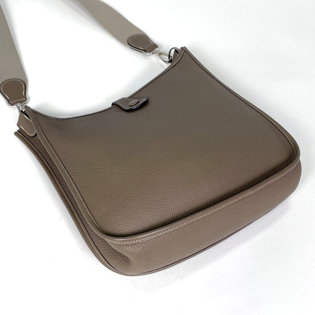 Hermes Evelyne Etoupe Gray Taurillon Clemence Leather Shoulder Bag (Pre-Owned)