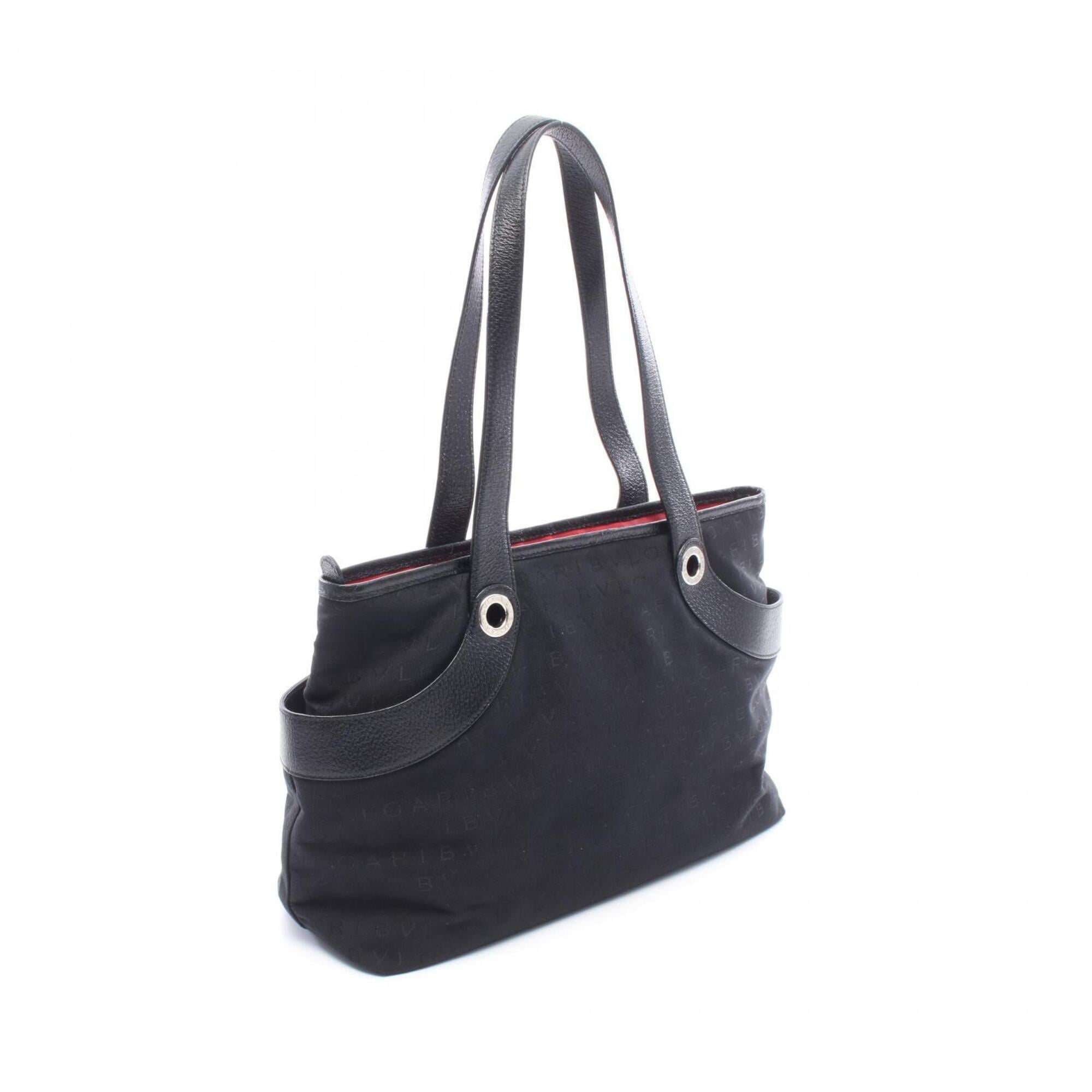 Bvlgari Logomania Black Canvas Leather Tote Bag (Pre-Owned)
