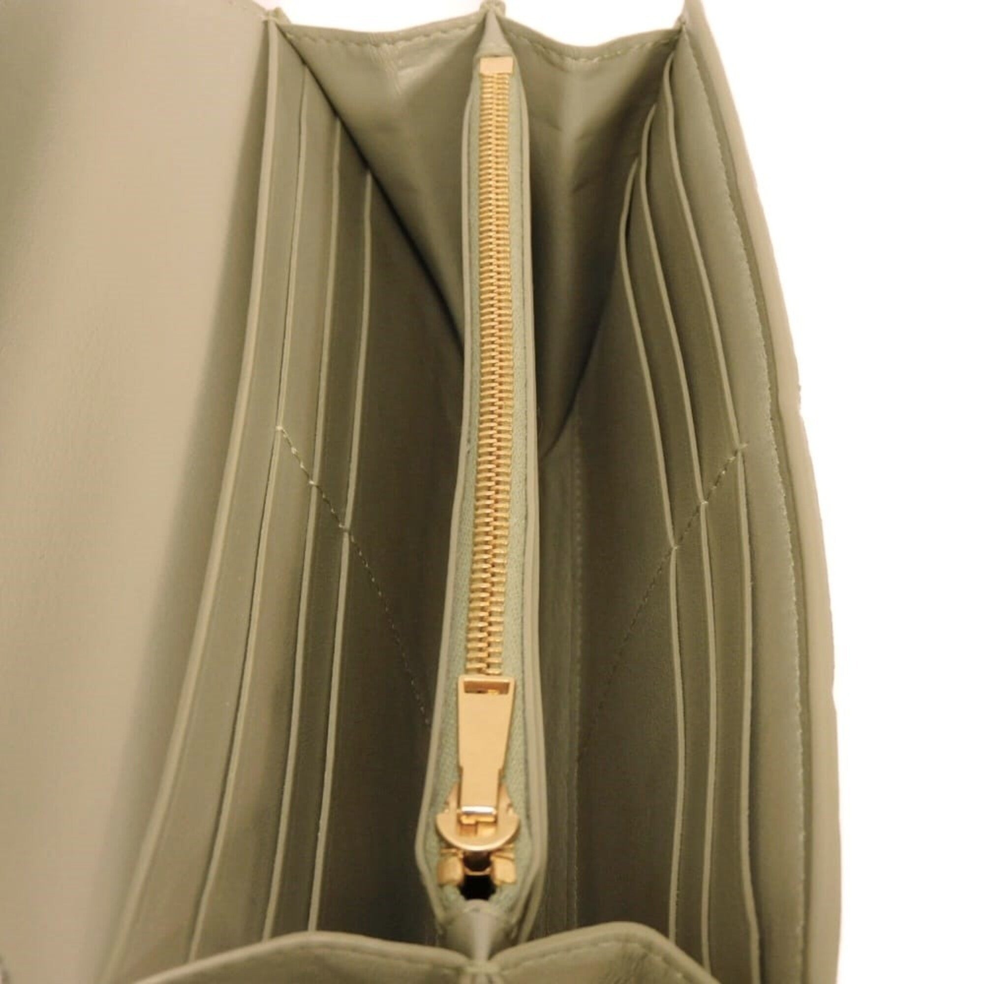 Bottega Veneta Green Intrecciato Long Wallet (Bi-Fold) (Pre-Owned)