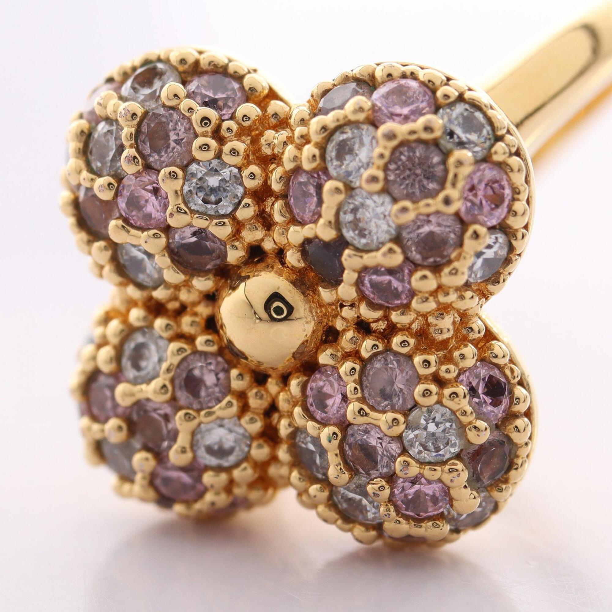 Louis Vuitton Gold Clear Pink Gold Plating Rhinestone Band Ring (Pre-Owned)