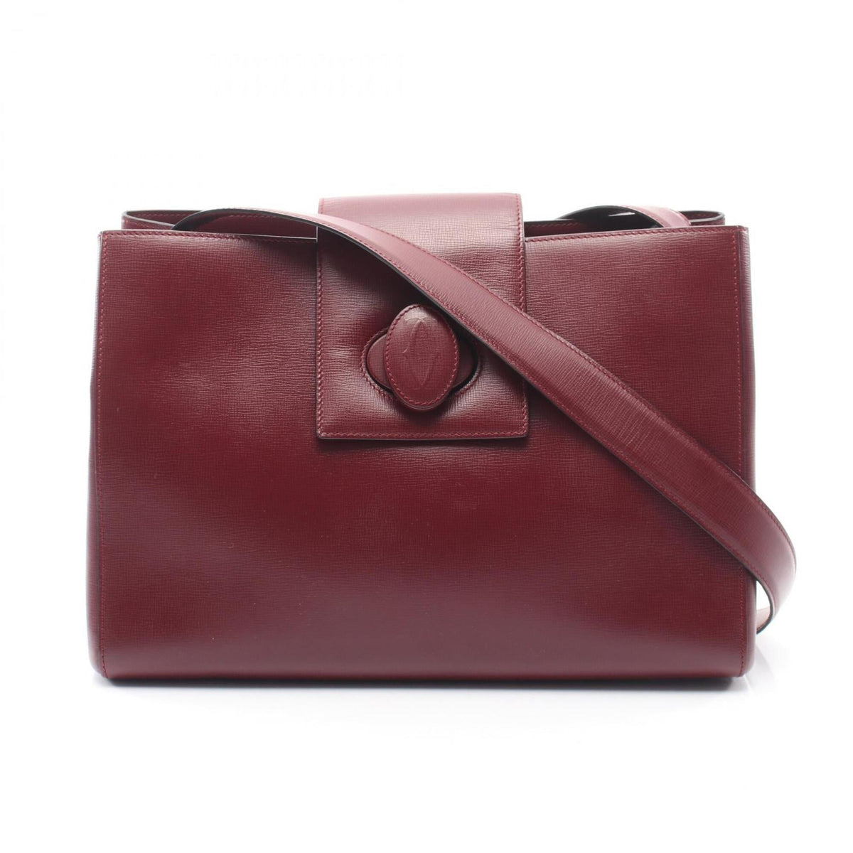 Cartier Bordeaux Leather Handbag Shoulder Bag (Pre-Owned)