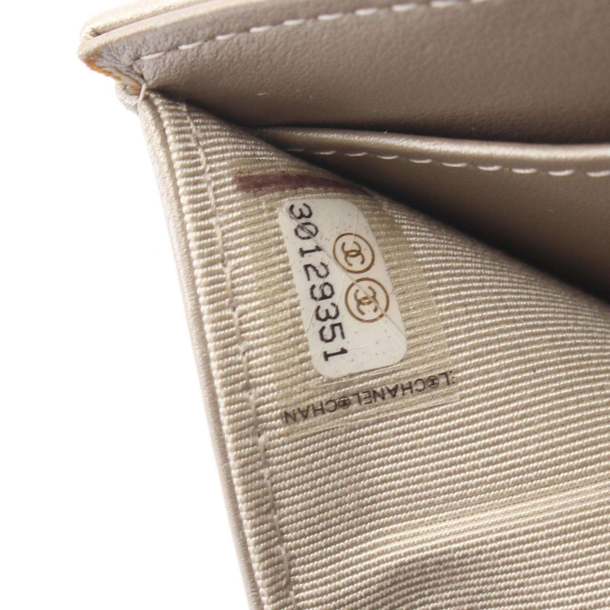 Chanel Gold Leather Wallet (Tri-Fold) (Pre-Owned)