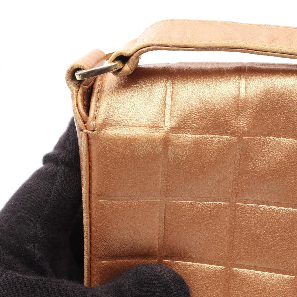 Chanel Gold Leather Handbag Shoulder Bag (Pre-Owned)